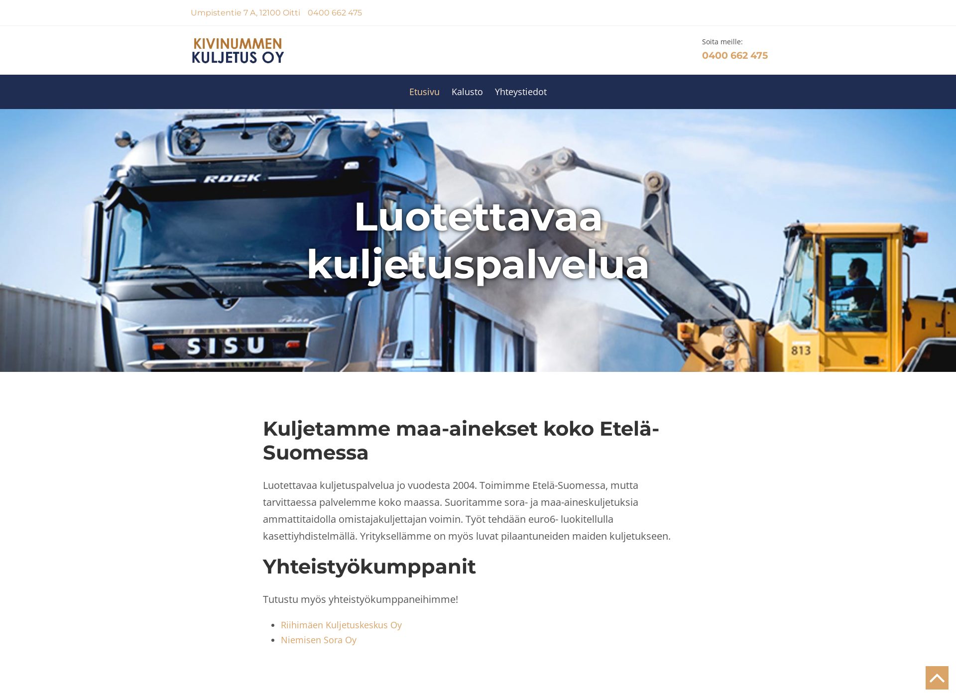 Screenshot for kivinummenkuljetus.fi