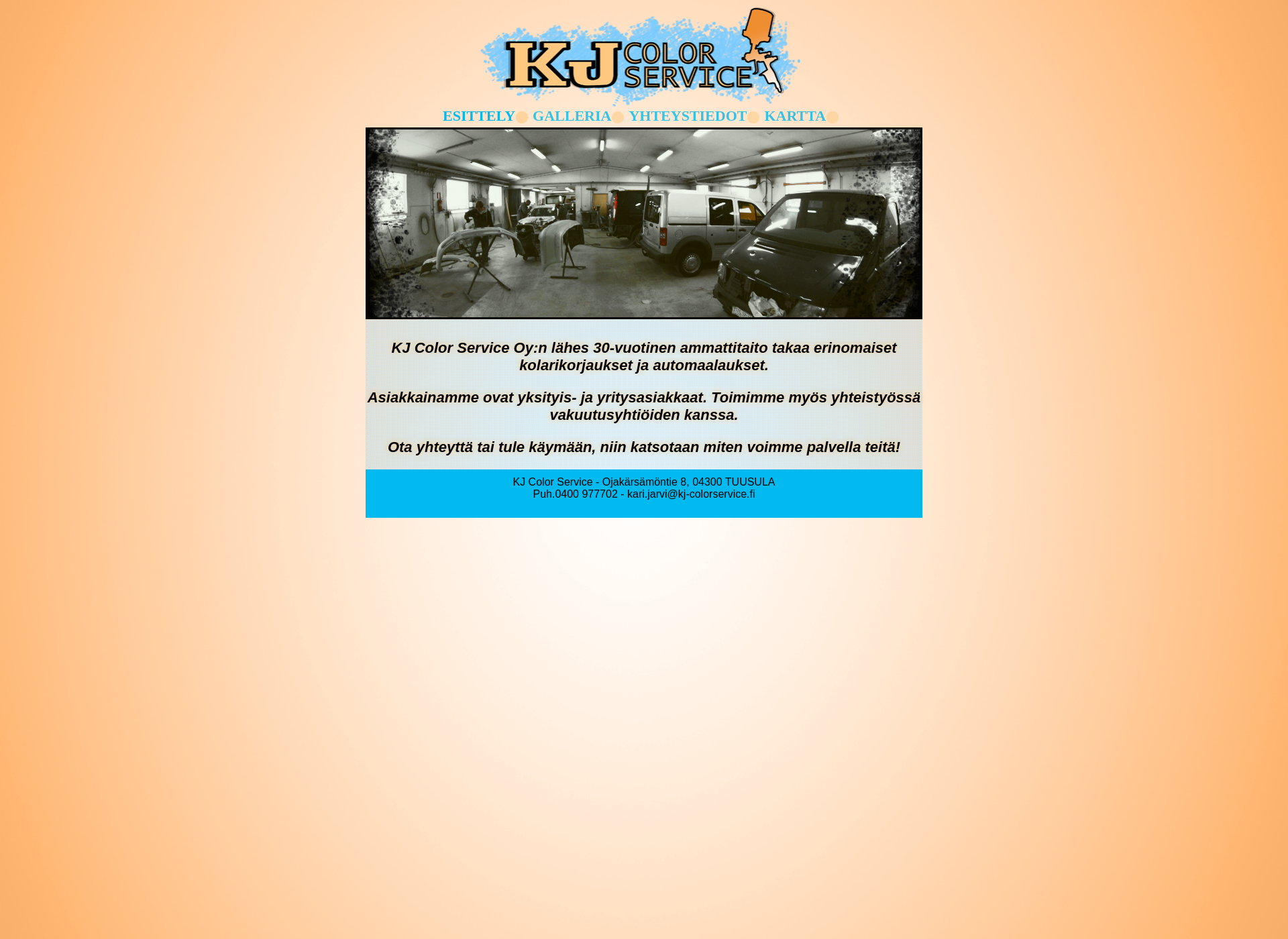 Skärmdump för kj-colorservice.fi