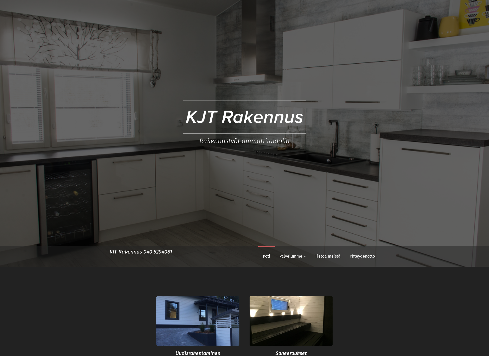 Skärmdump för kjtrakennus.fi