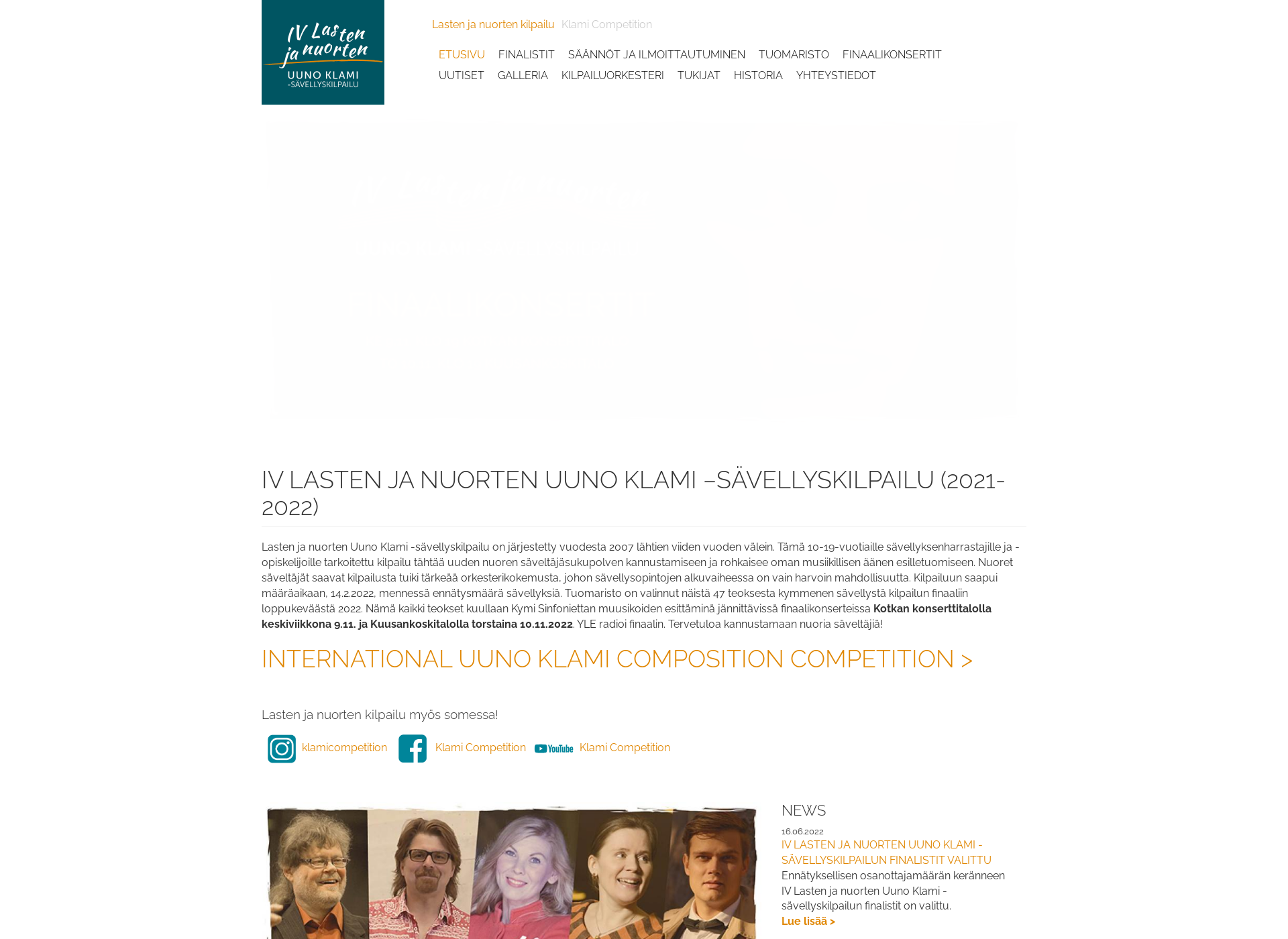 Skärmdump för klamicompetition.fi