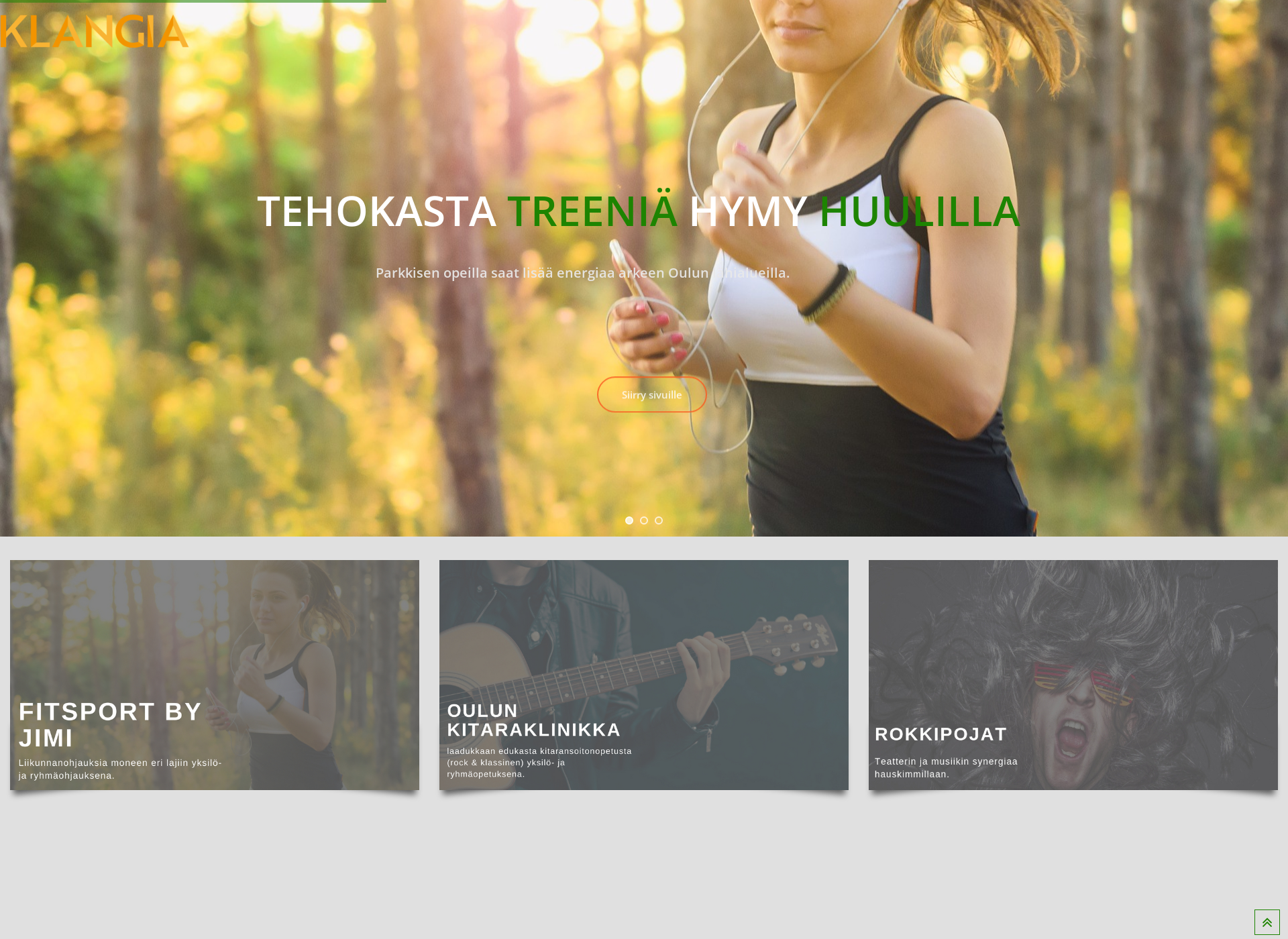 Skärmdump för klangia.fi