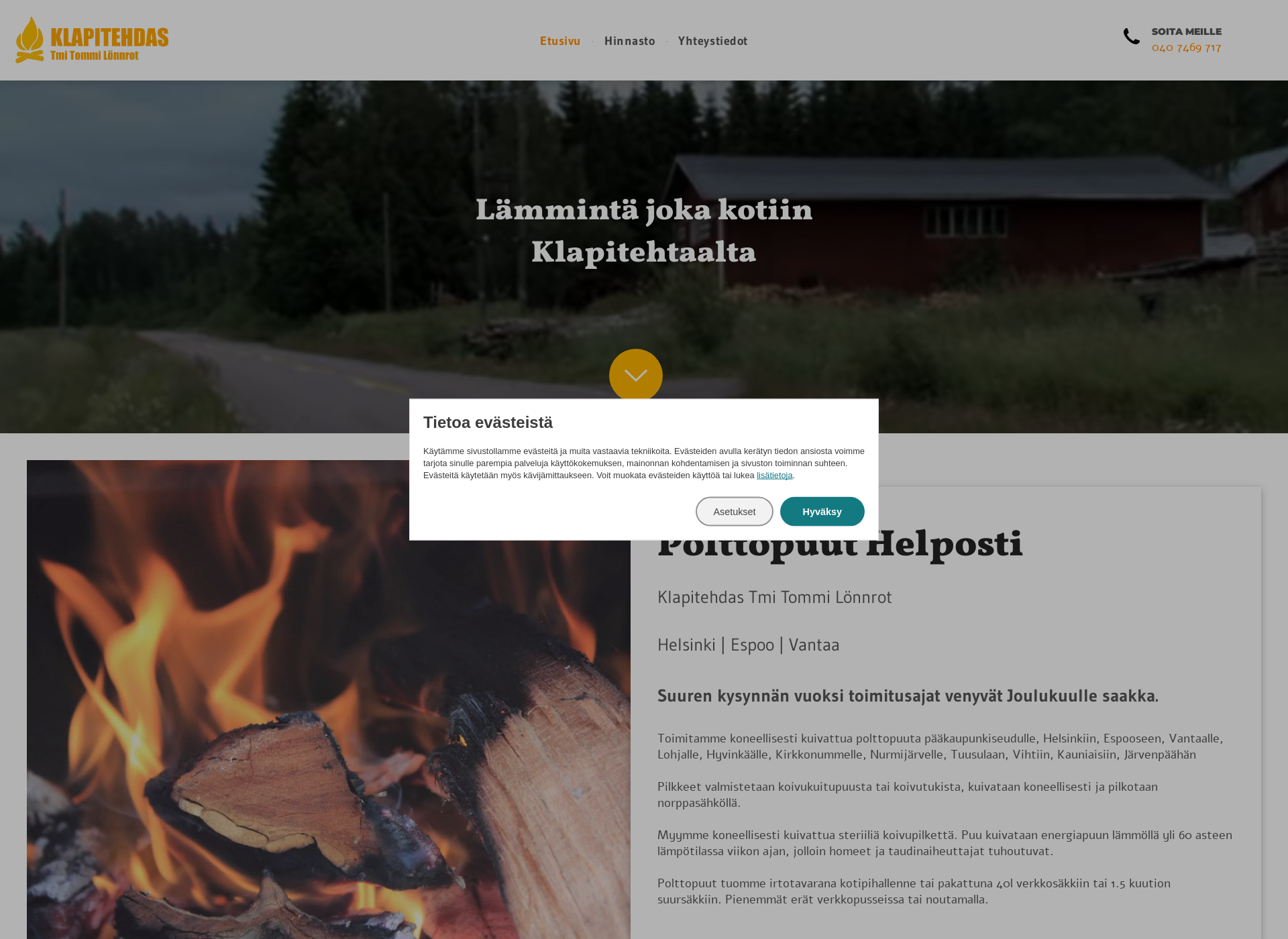 Skärmdump för klapitehdas.fi