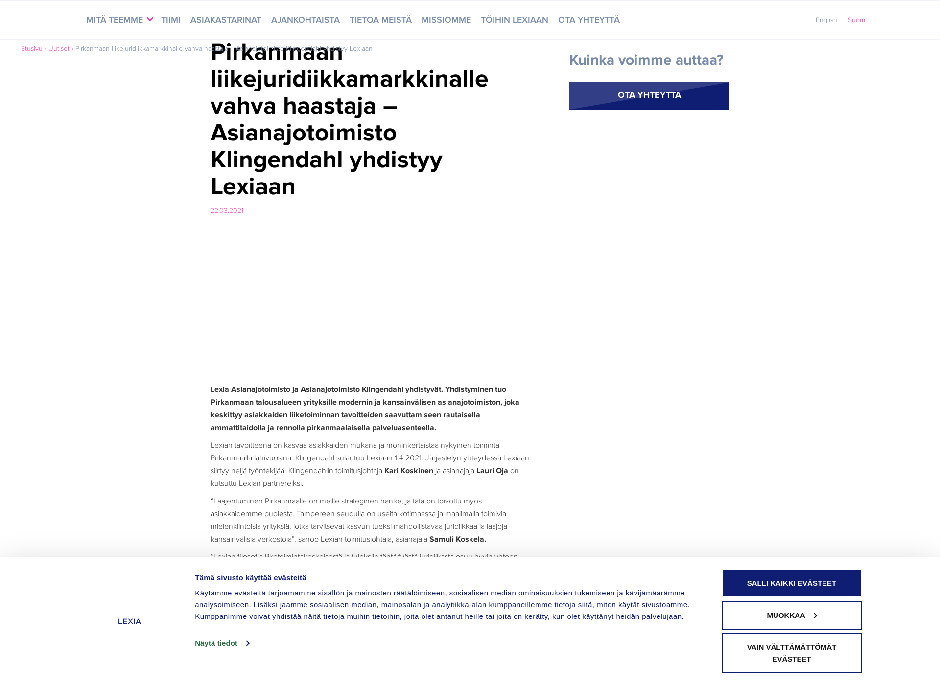 Skärmdump för klingendahl.fi