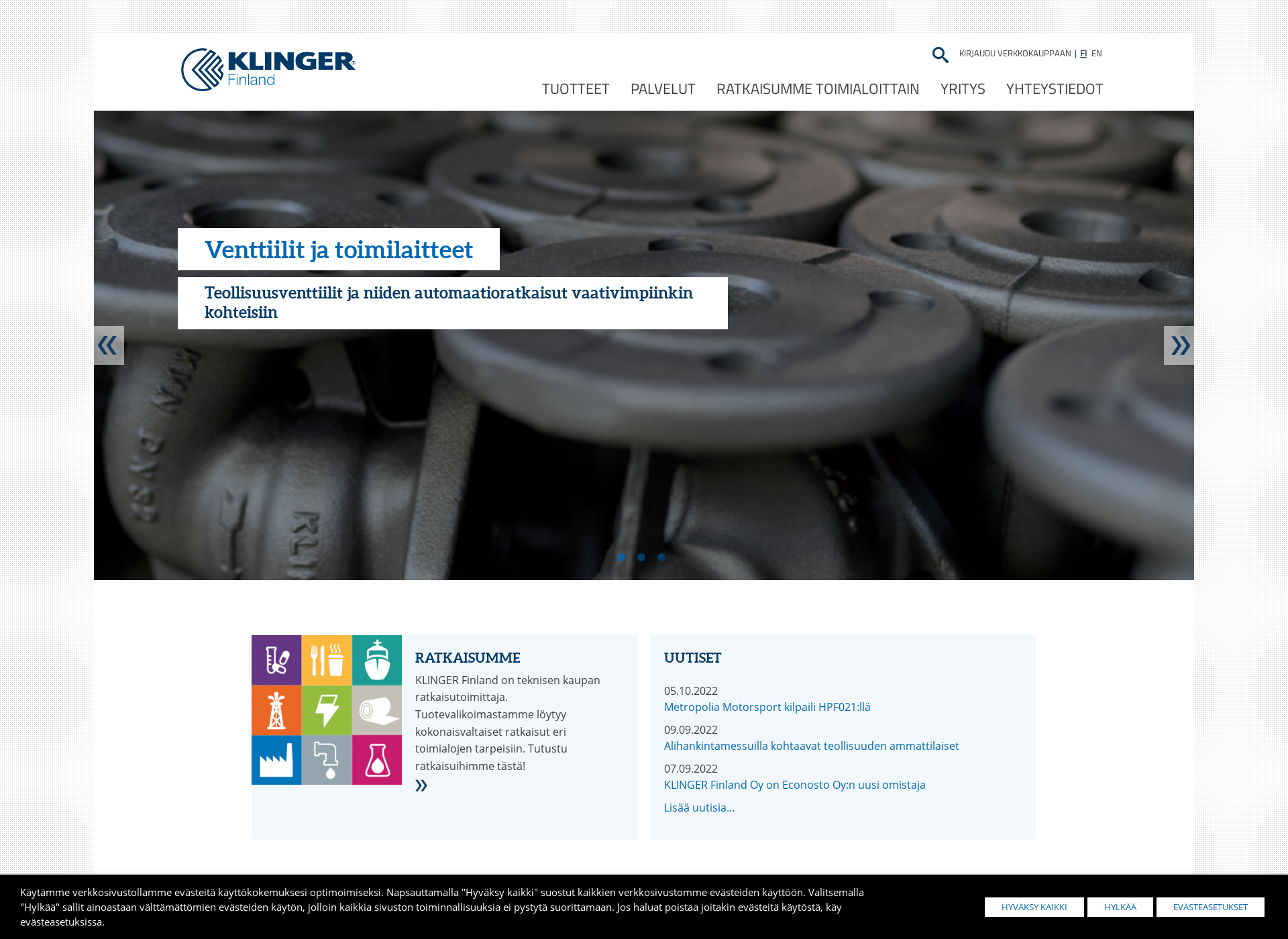 Skärmdump för klinger.fi