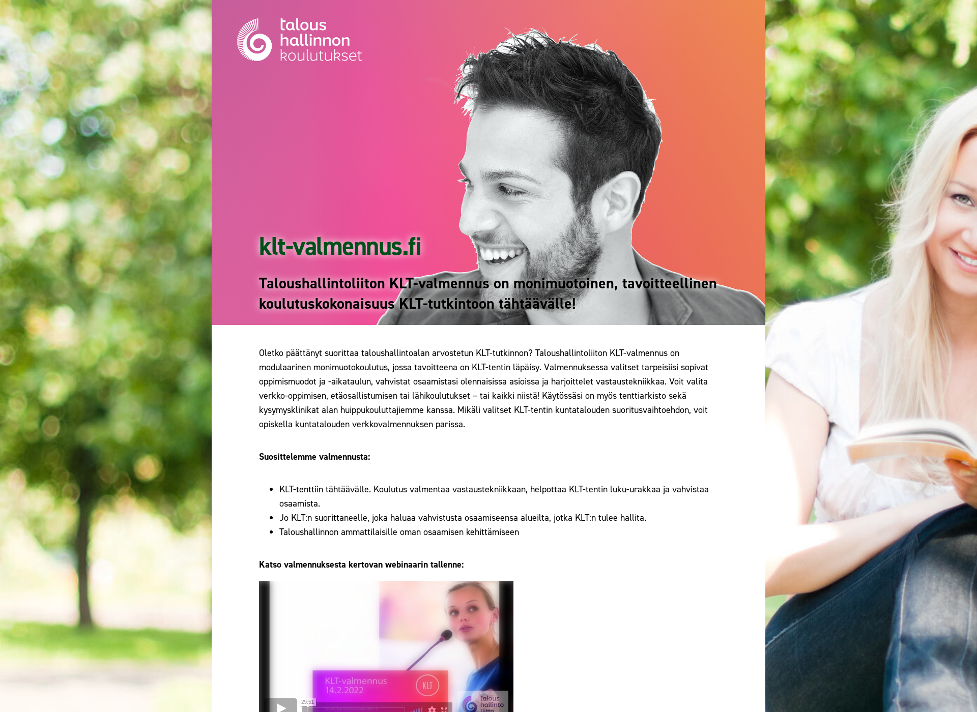 Screenshot for klt-valmennus.fi