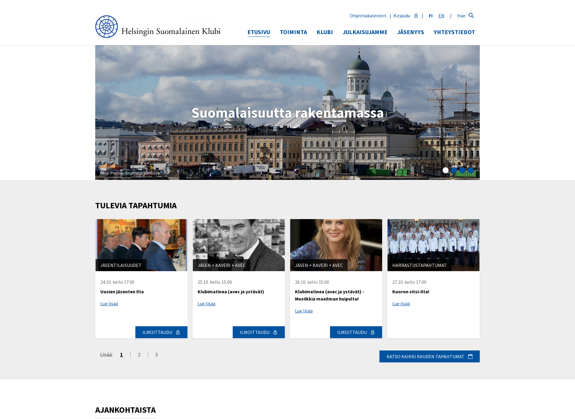 Skärmdump för klubi.fi