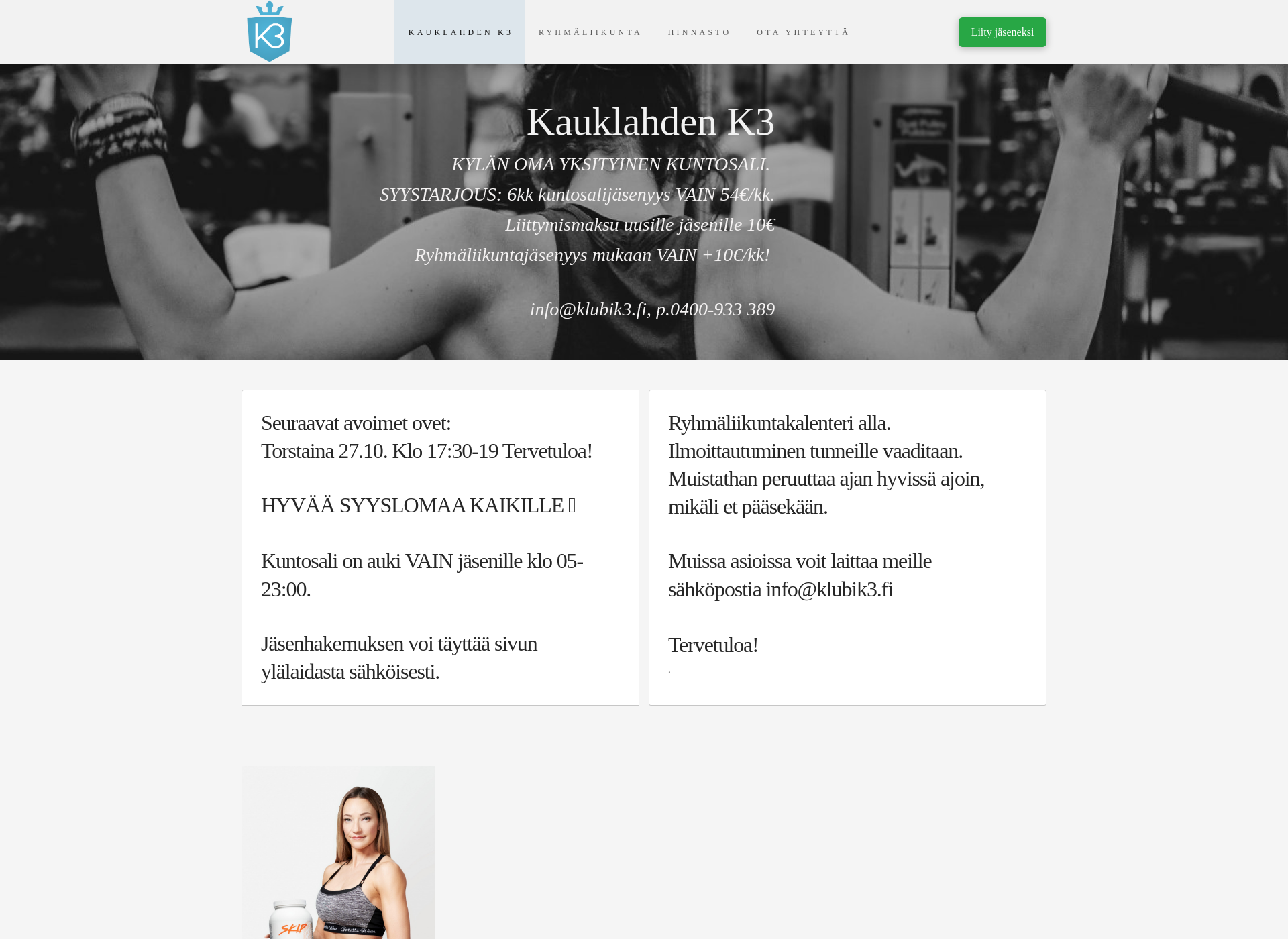 Skärmdump för klubik3.fi