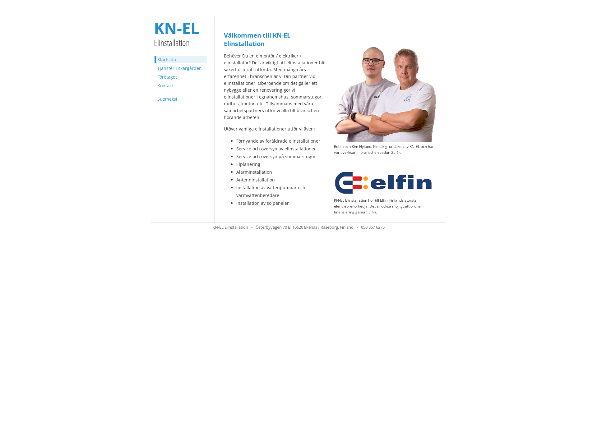 Skärmdump för kn-el.fi