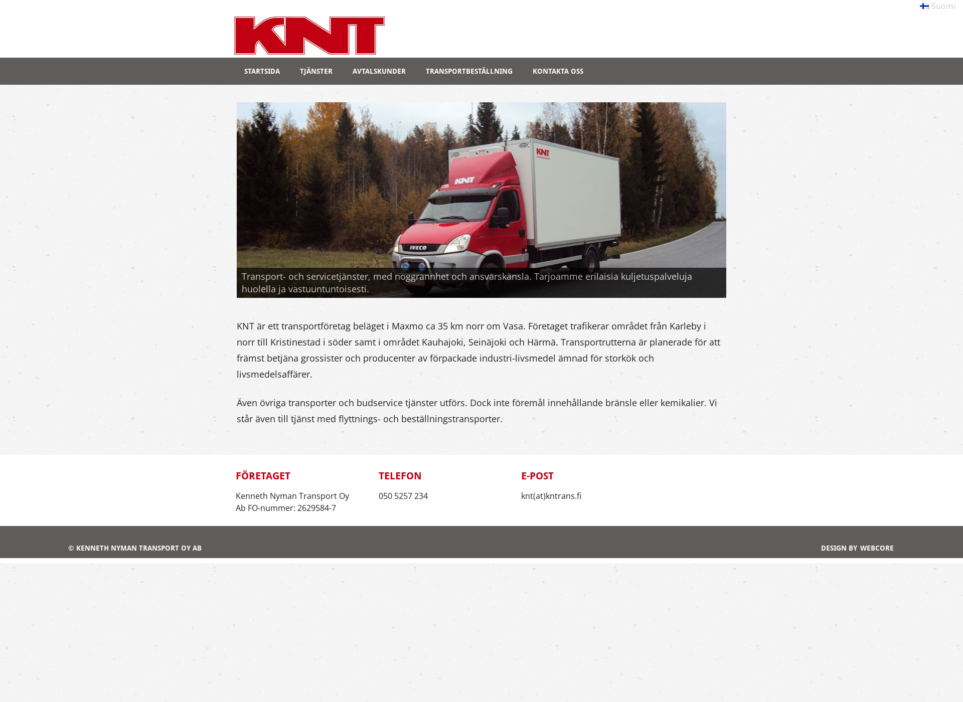 Skärmdump för knt-transport.fi