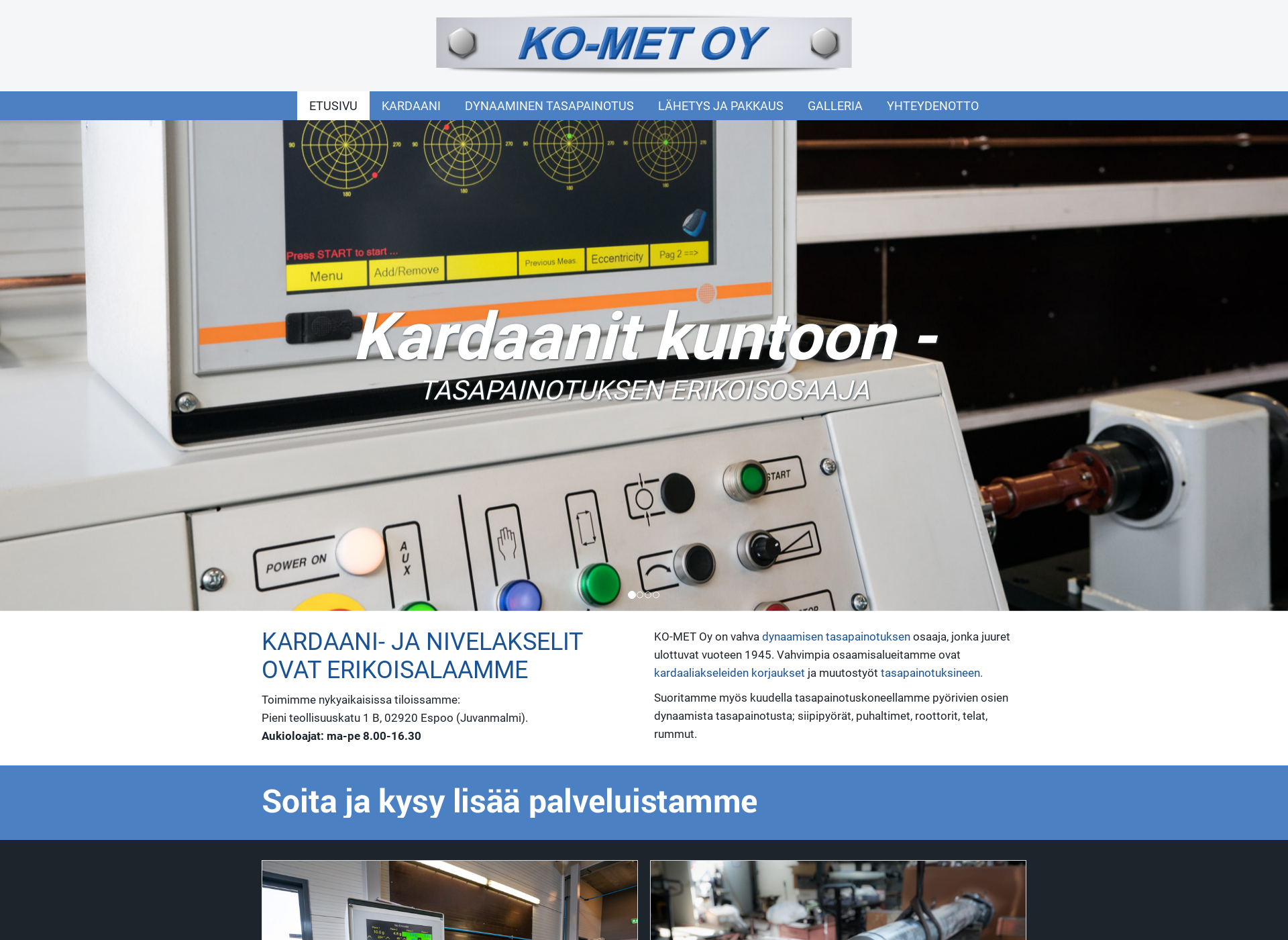 Skärmdump för ko-met.fi