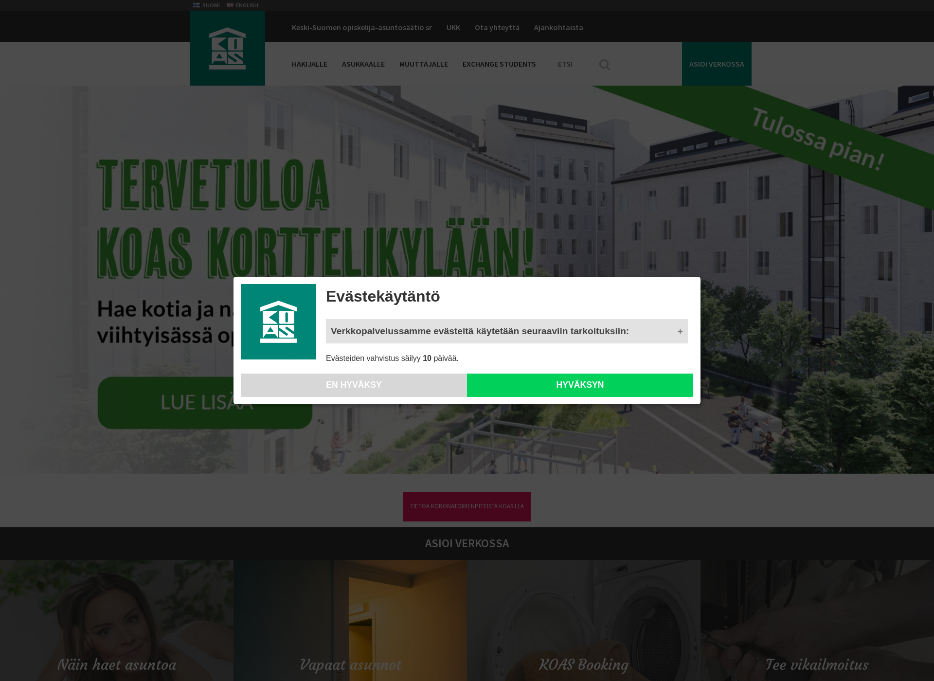 Skärmdump för koas.fi
