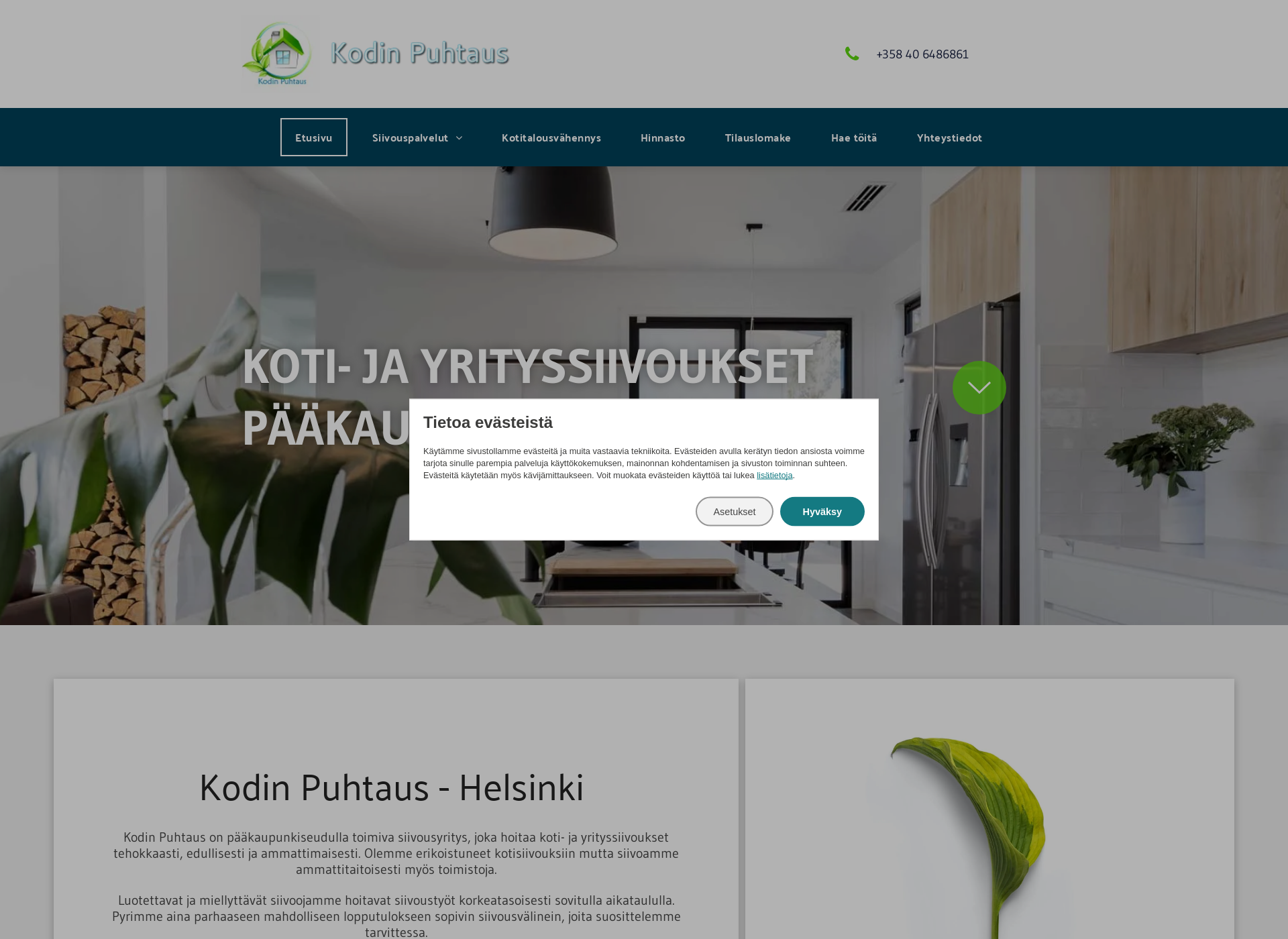 Skärmdump för kodinpuhtaus.fi
