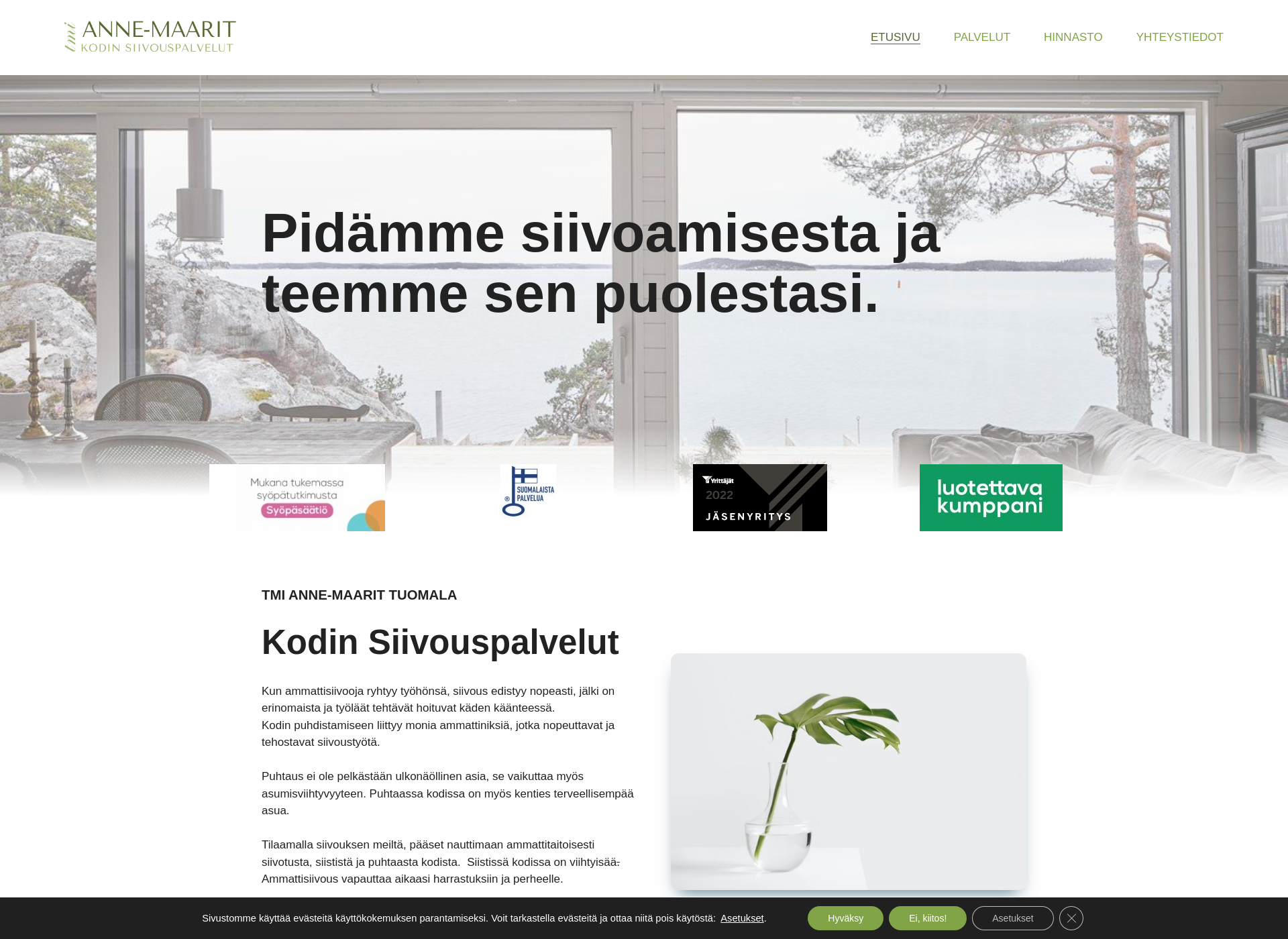 Skärmdump för kodinsiivouspalvelutannemaarit.fi
