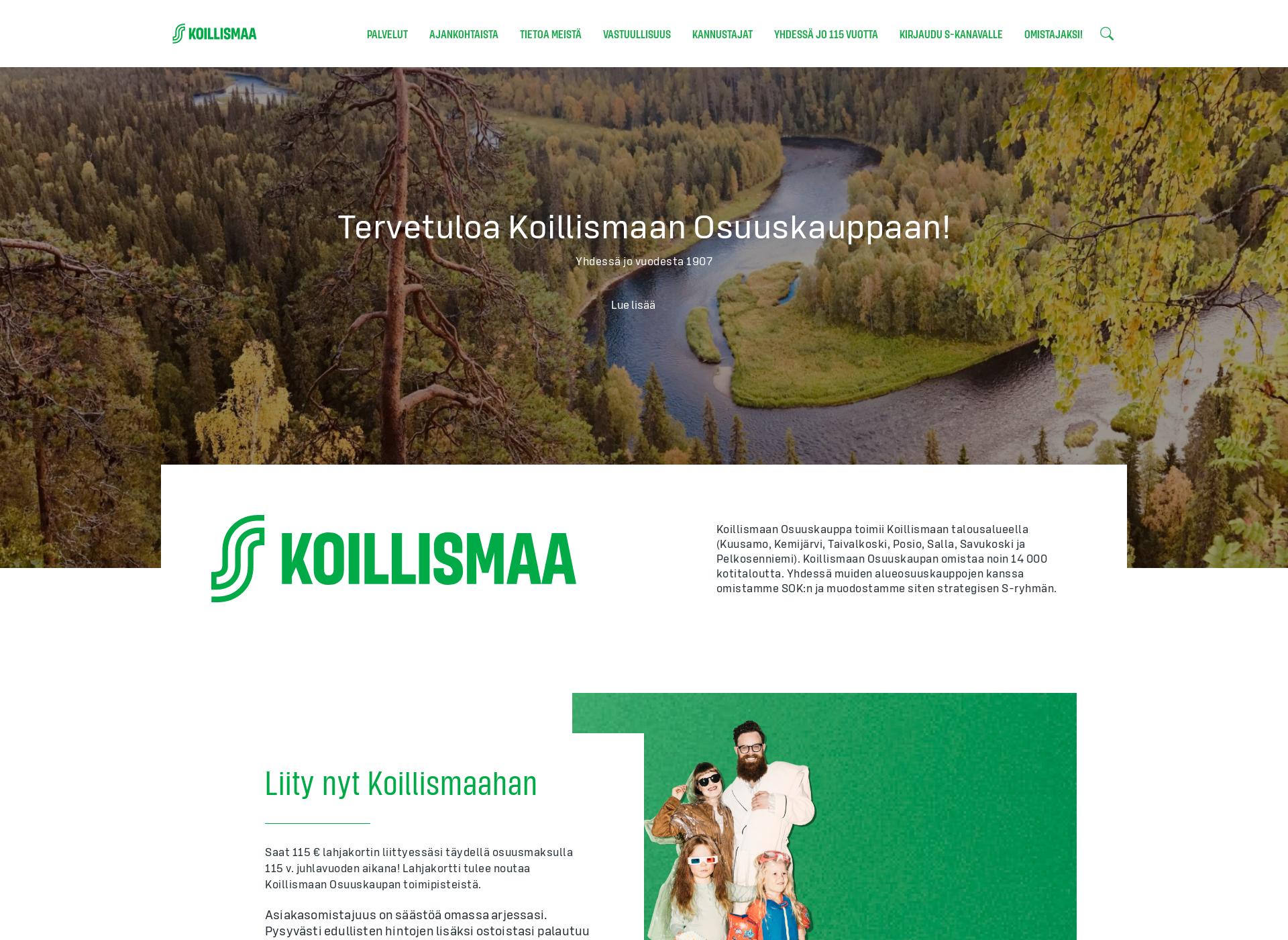 Skärmdump för koillismaanosuuskauppa.fi