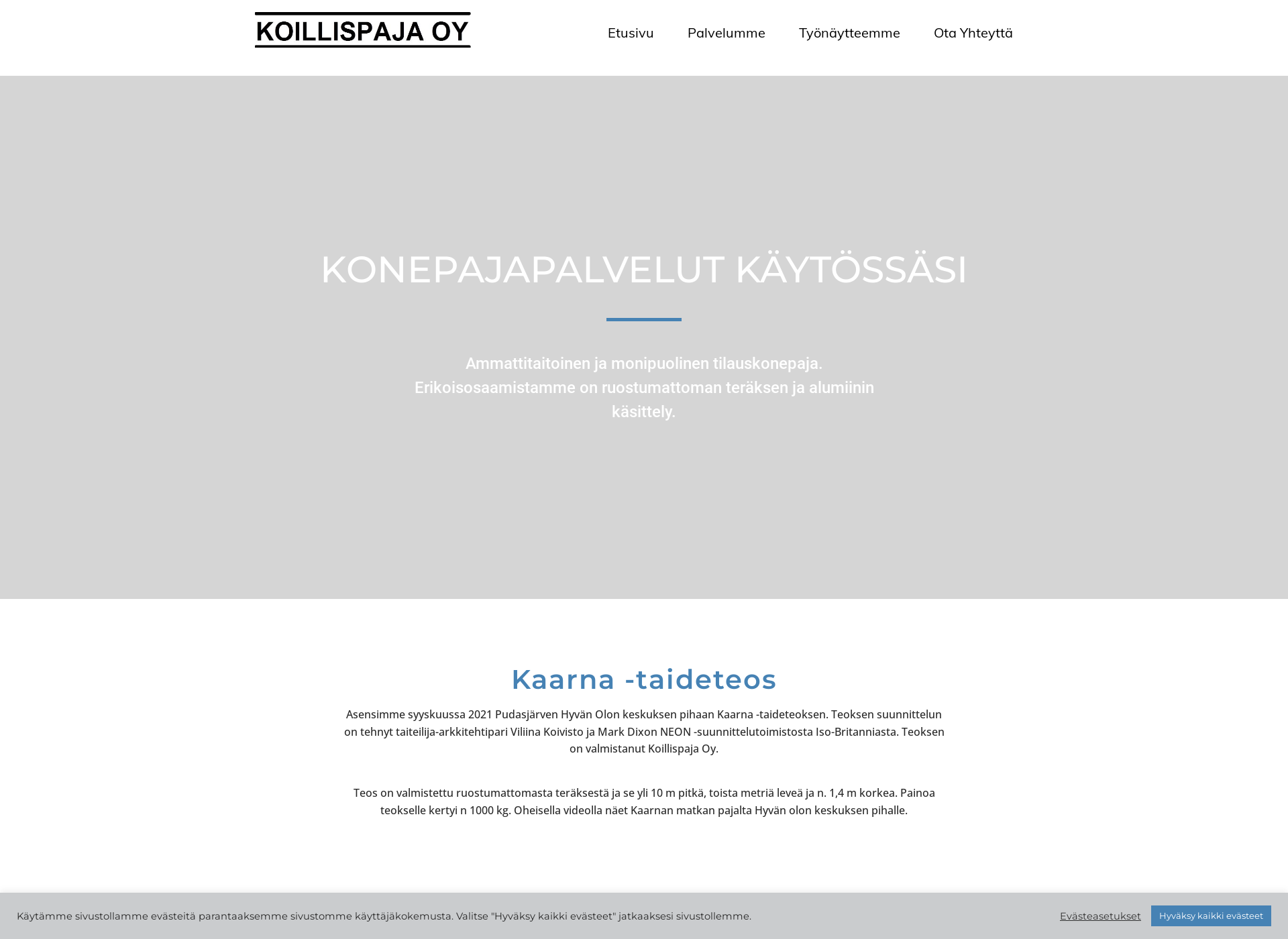 Skärmdump för koillispaja.fi