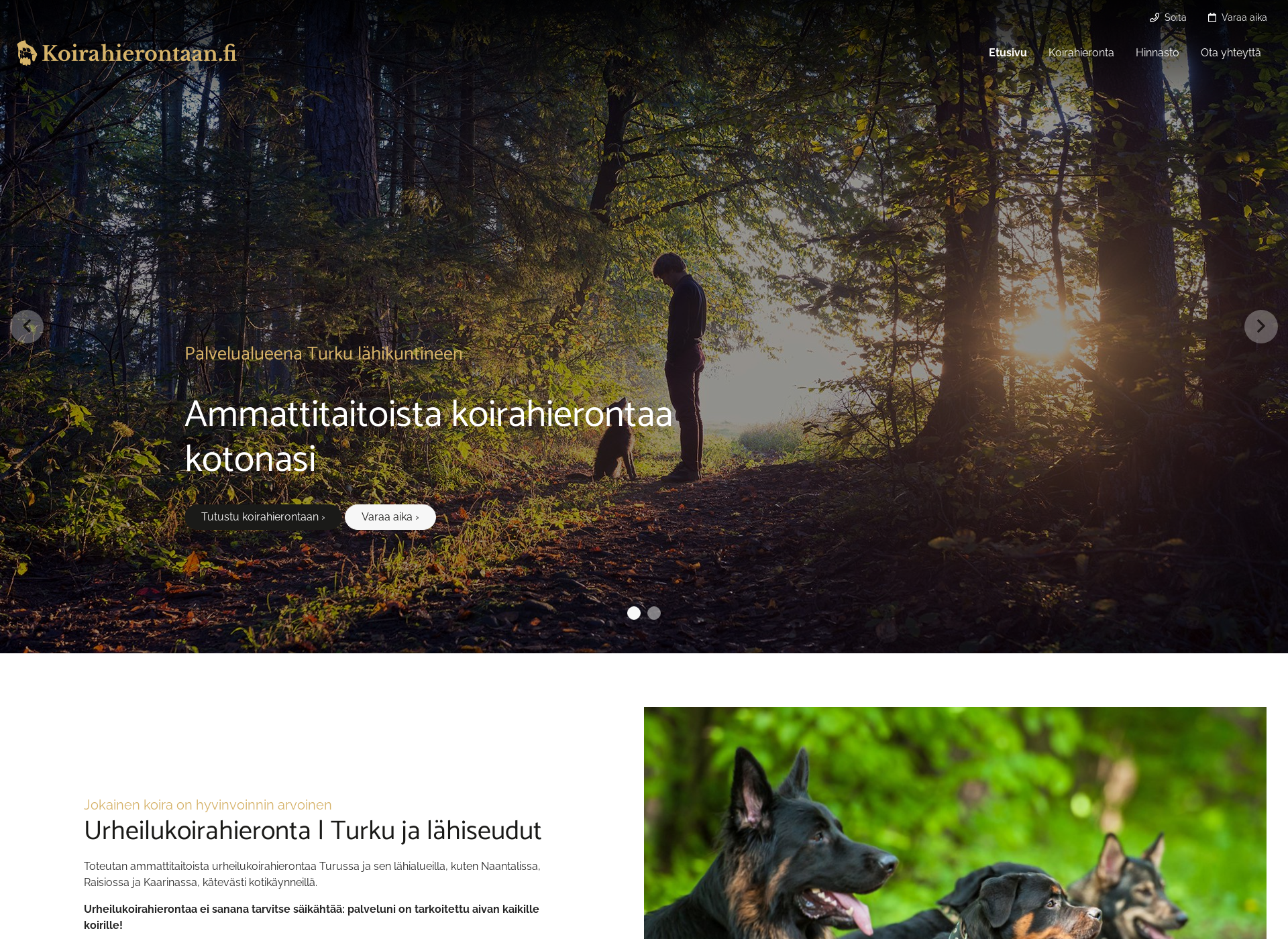 Screenshot for koirahierontaan.fi