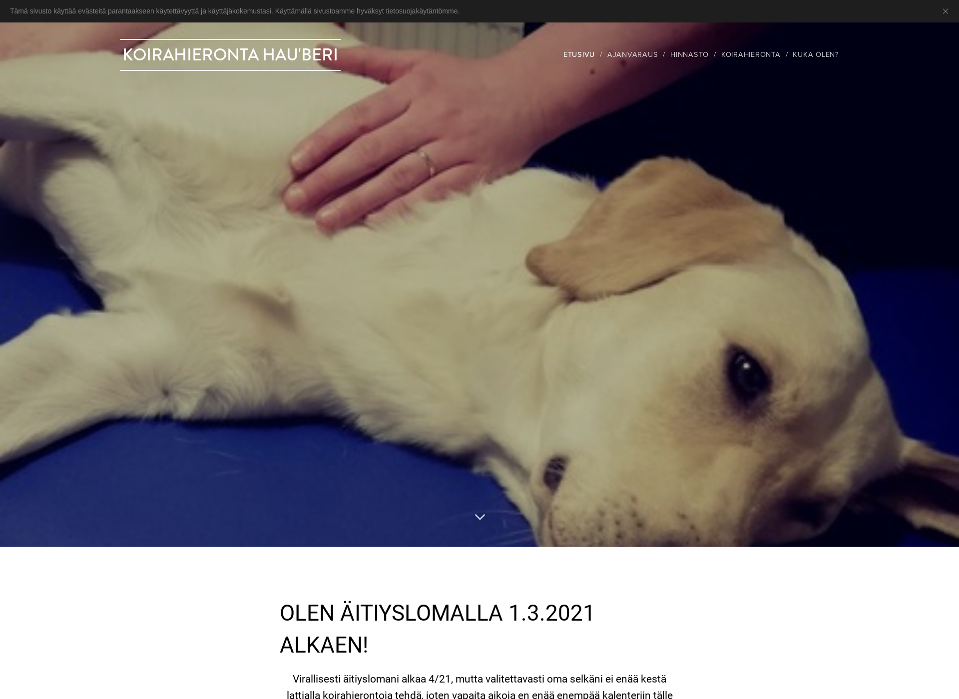 Skärmdump för koirahierontahauberi.fi