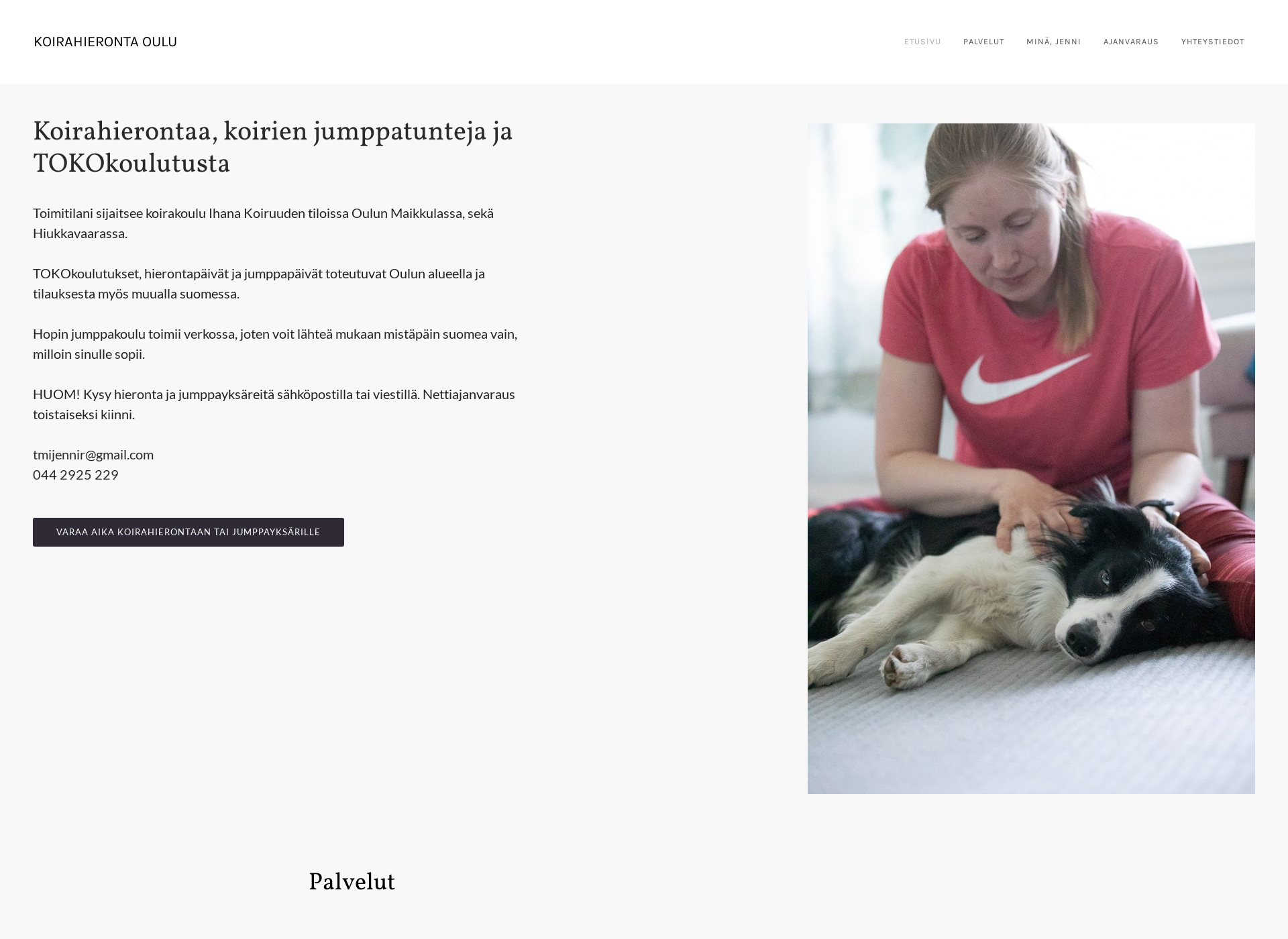 Skärmdump för koirahierontaoulu.fi