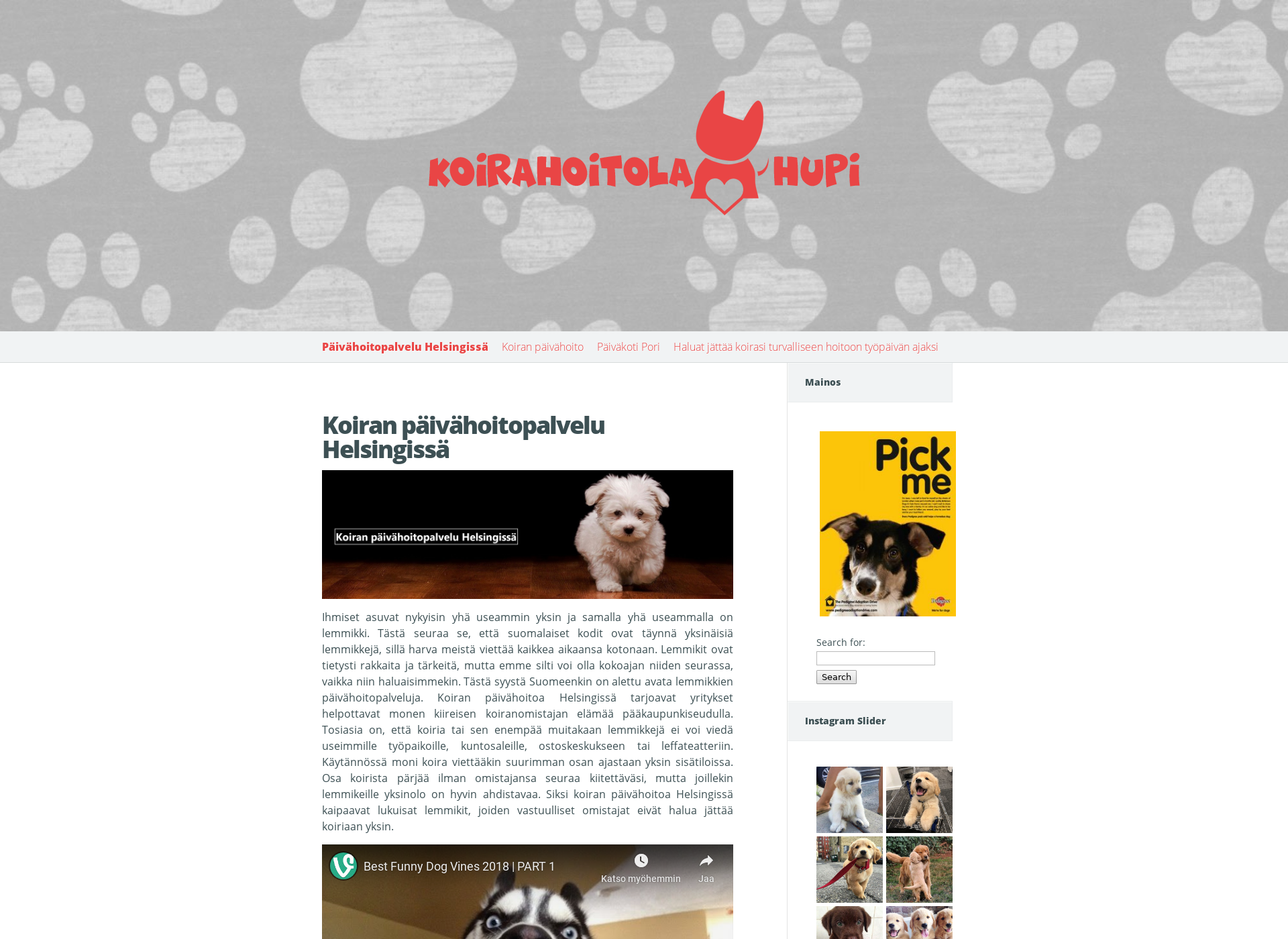 Skärmdump för koirahoitolahupi.fi
