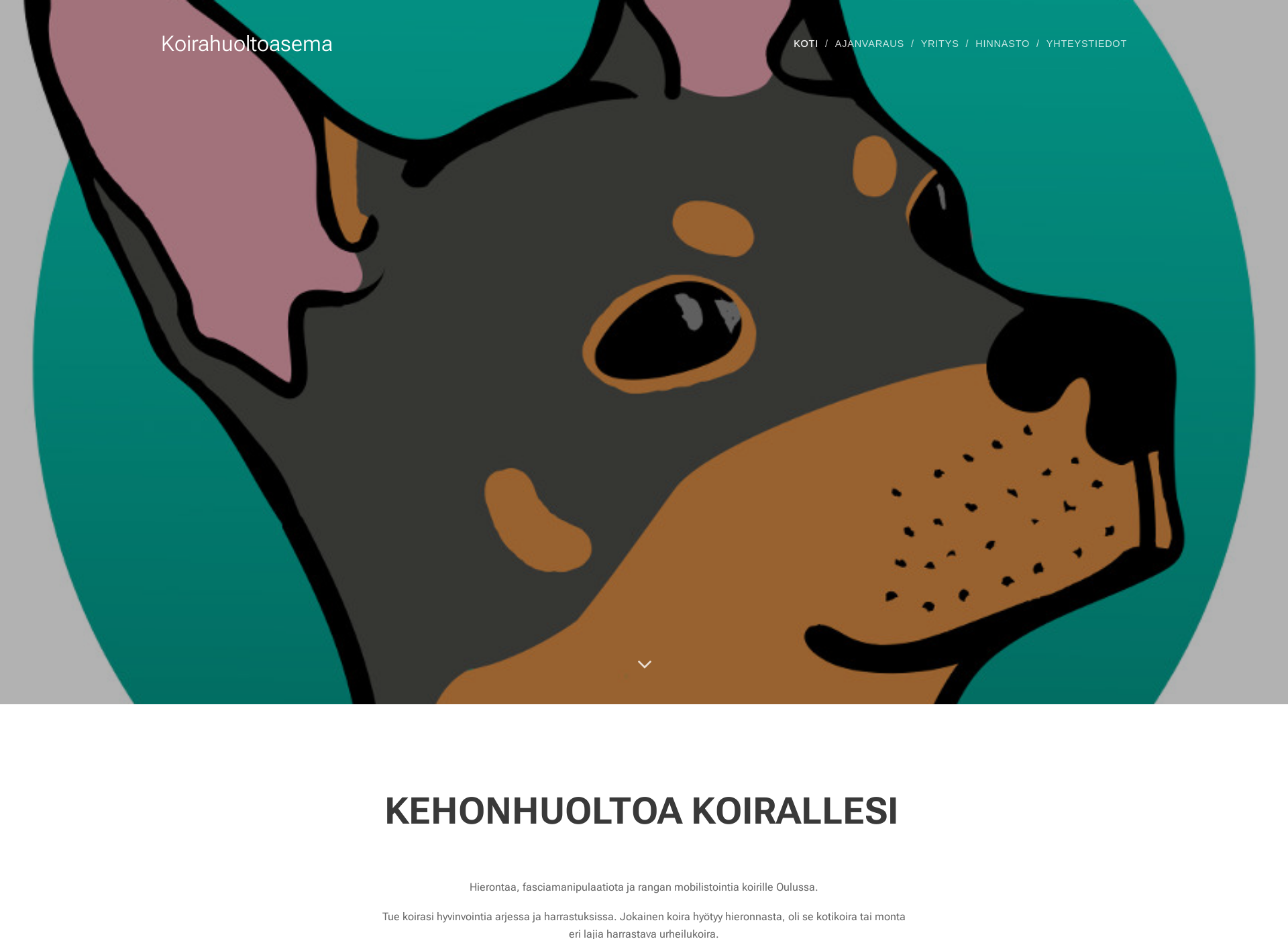 Skärmdump för koirahuoltoasema.fi