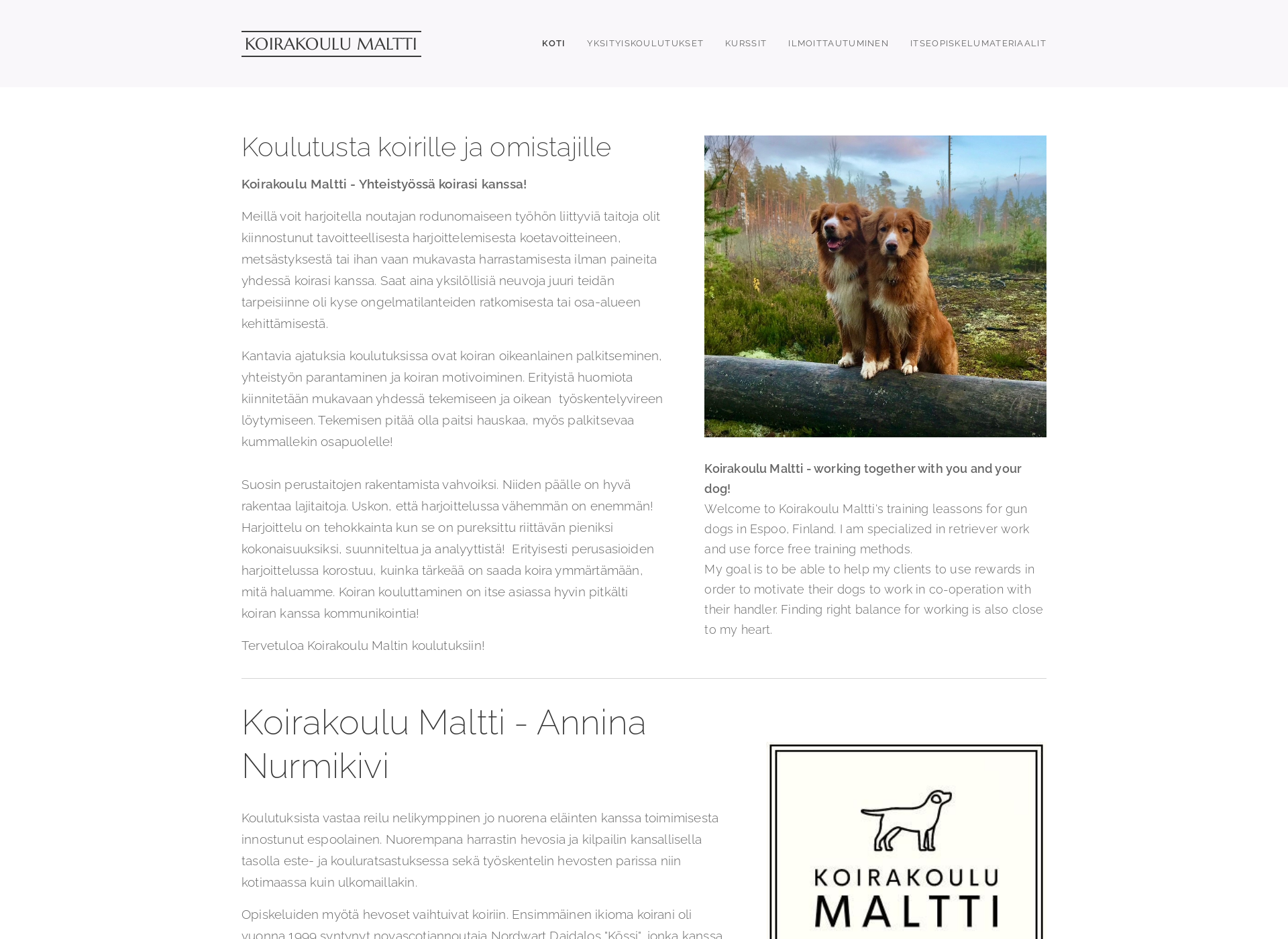 Screenshot for koirakoulumaltti.fi