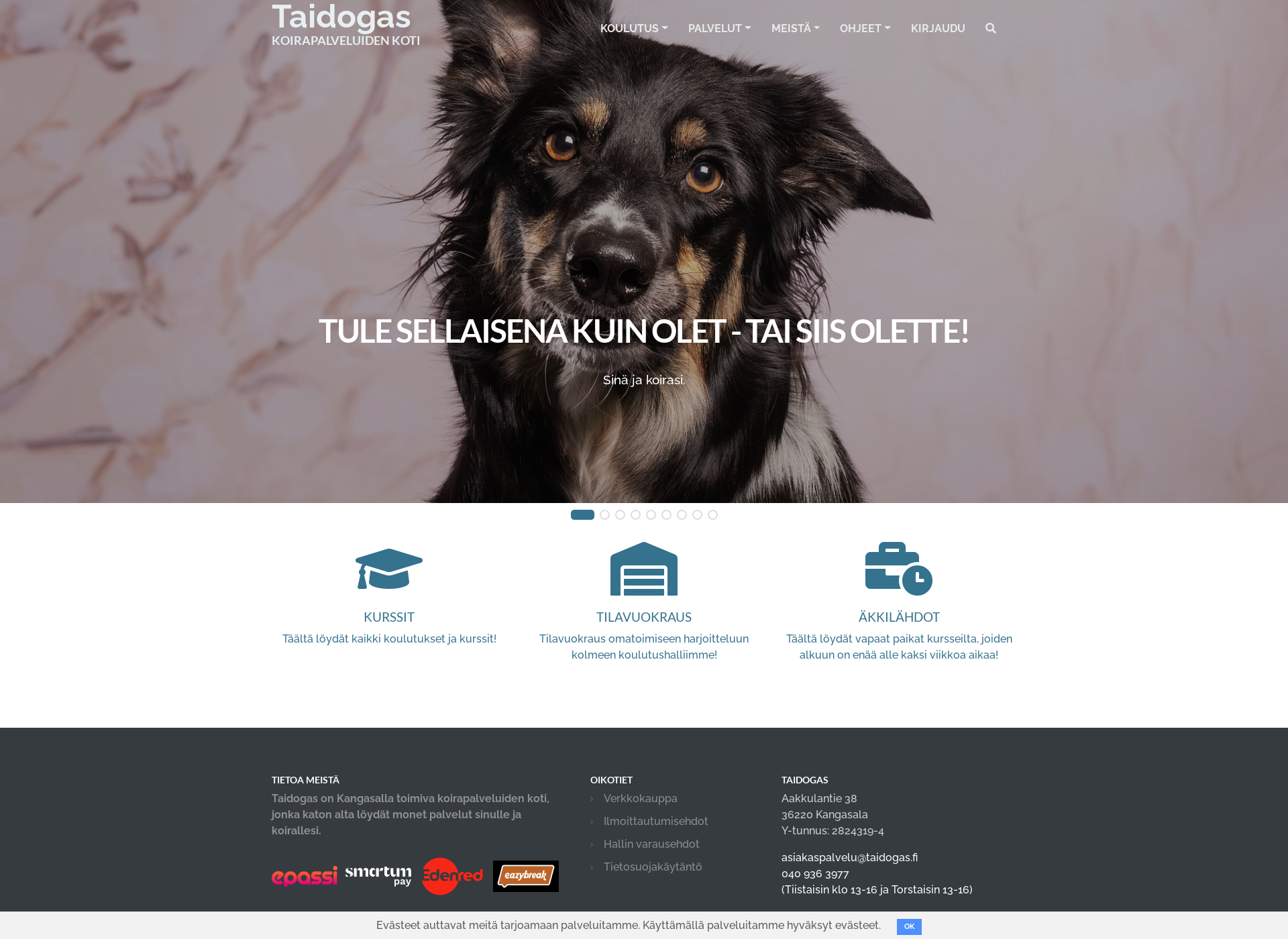 Skärmdump för koirapalvelutaidogas.fi