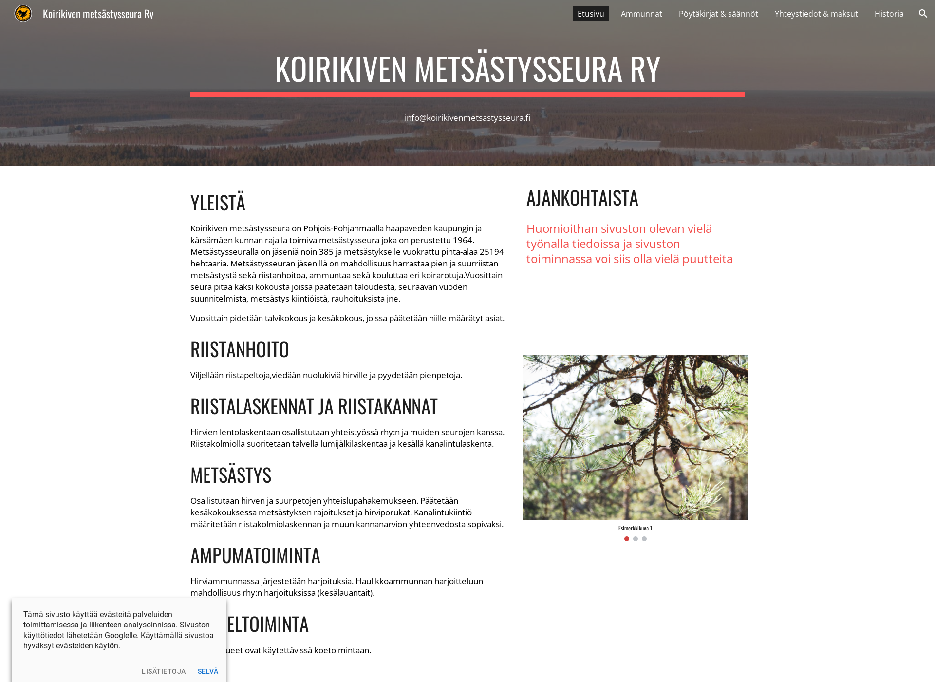 Screenshot for koirikivenmetsastysseura.fi