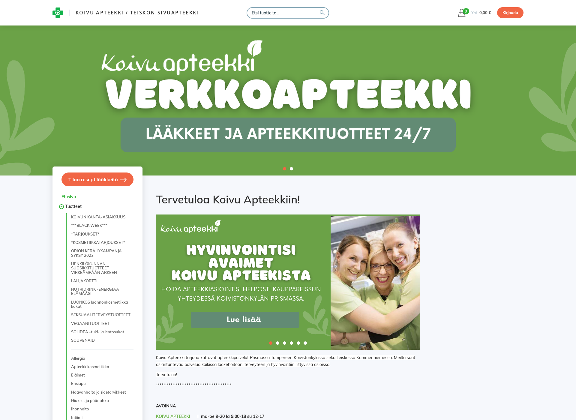 Skärmdump för koivuapteekki.fi