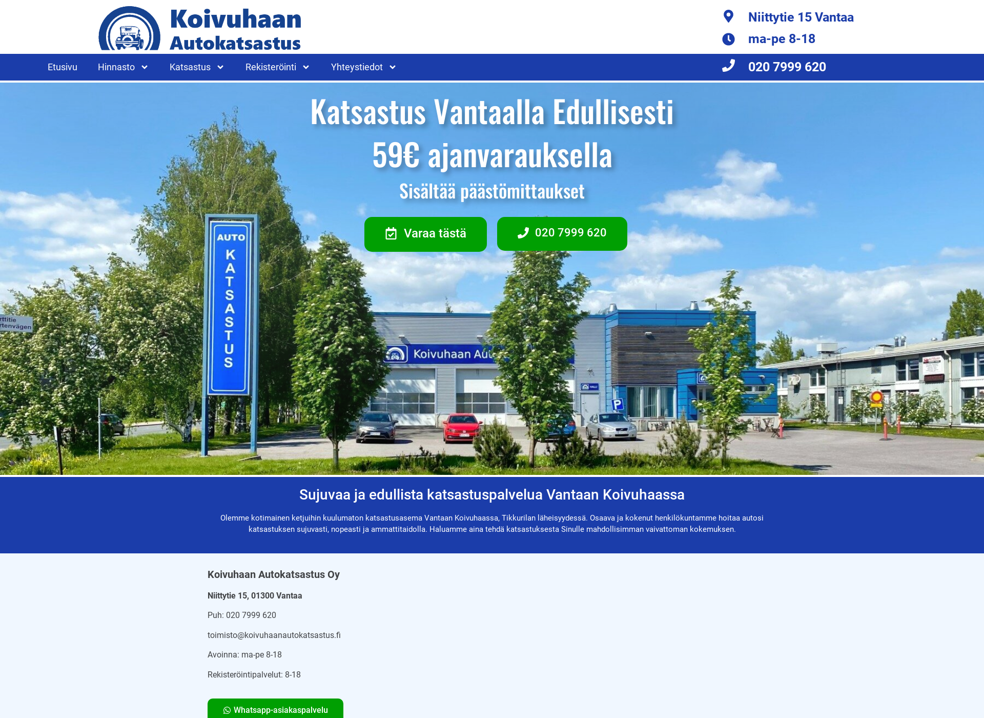 Skärmdump för koivuhaanautokatsastus.fi