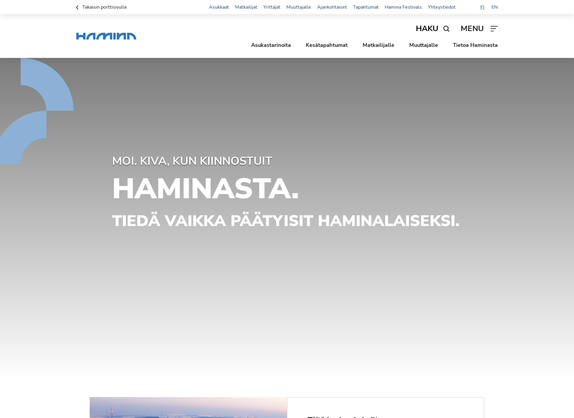 Screenshot for kokeilehaminaa.fi