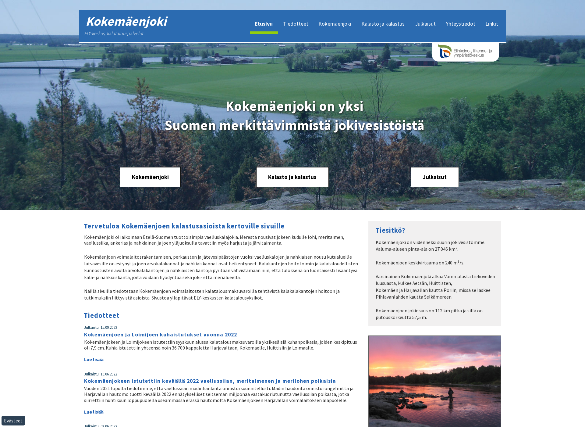 Screenshot for kokemaenjoki.fi