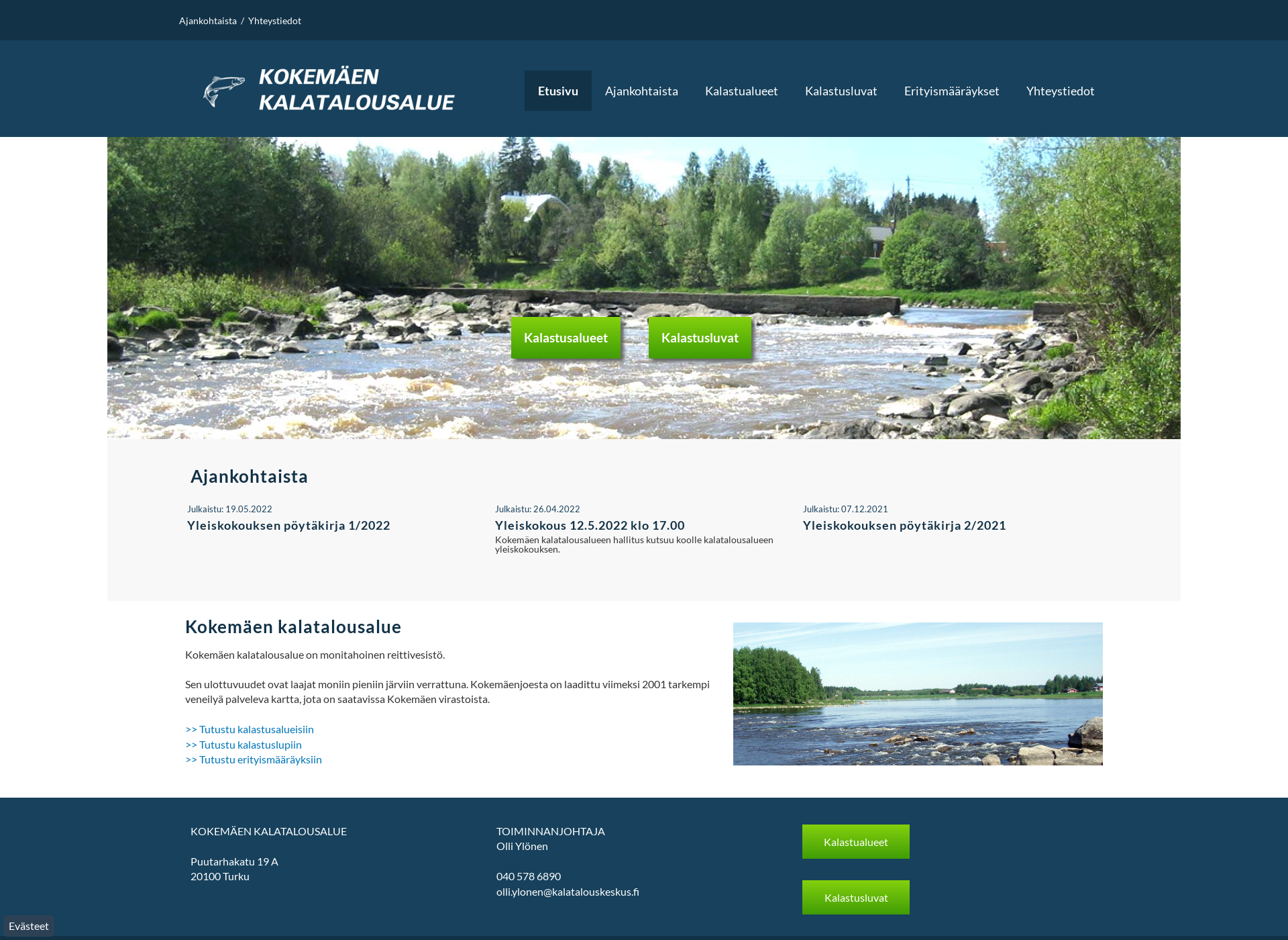 Skärmdump för kokemaenkalatalousalue.fi