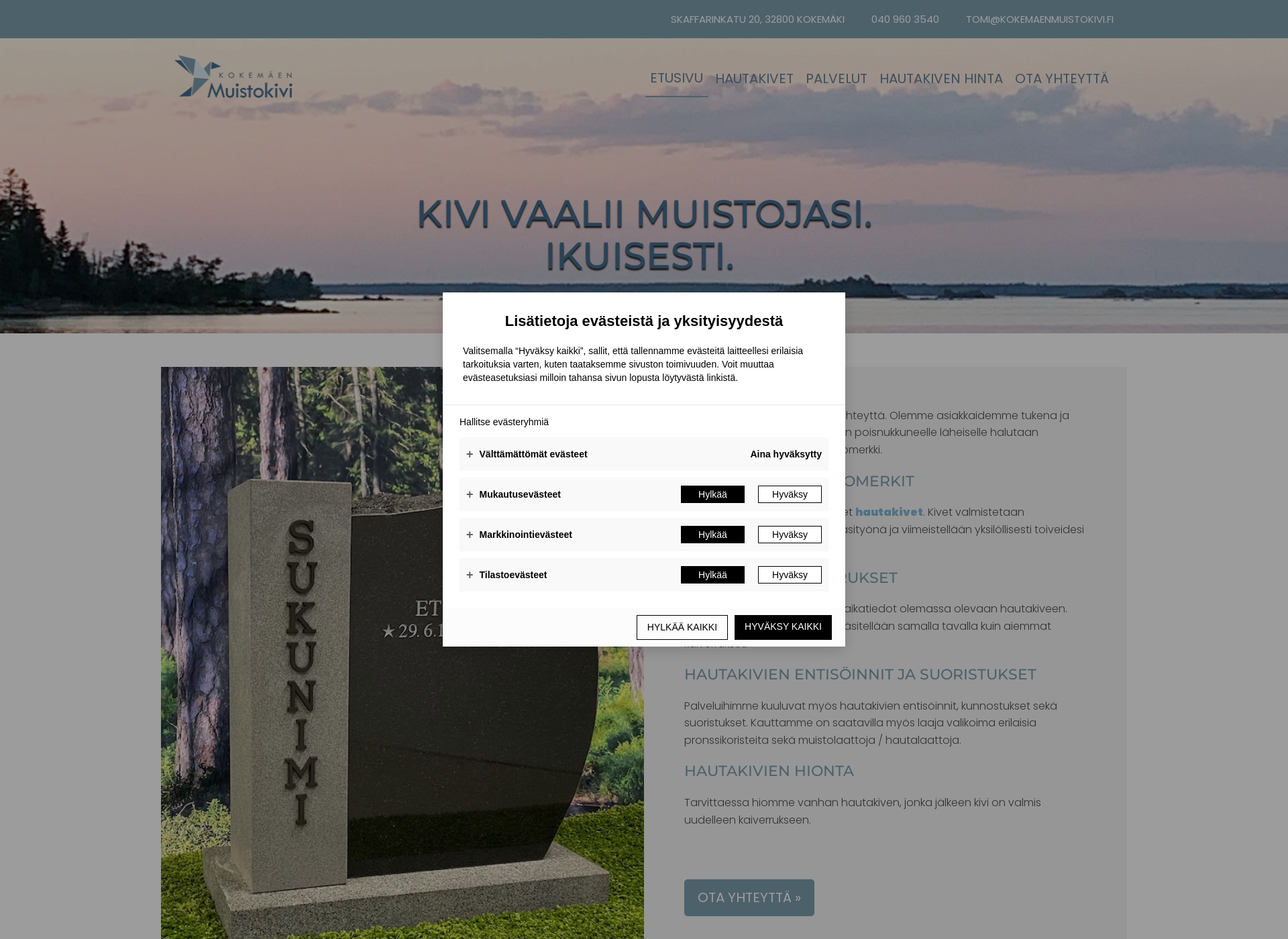 Screenshot for kokemaenmuistokivi.fi