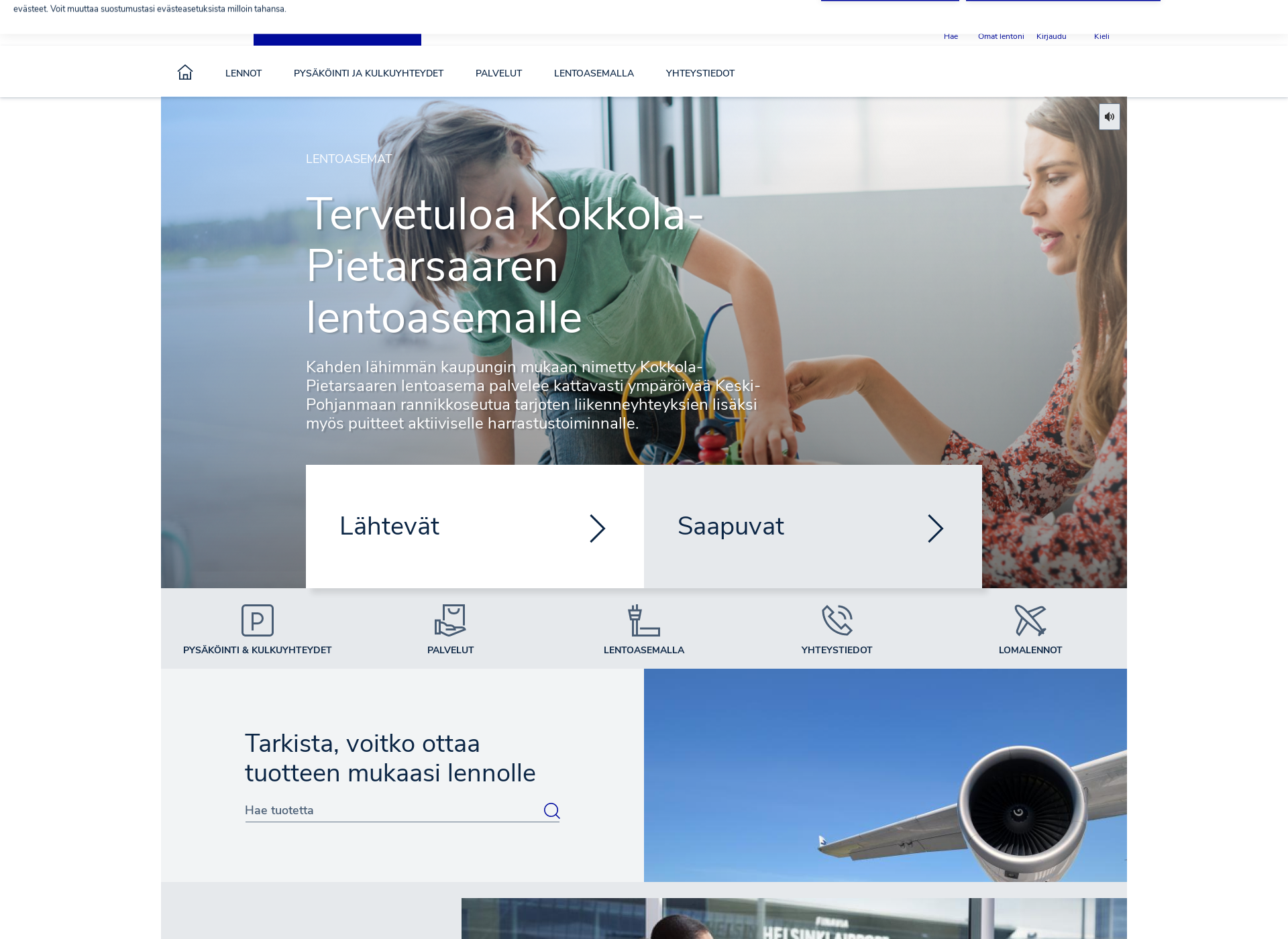 Screenshot for kokkola-pietarsaarilentoasema.fi