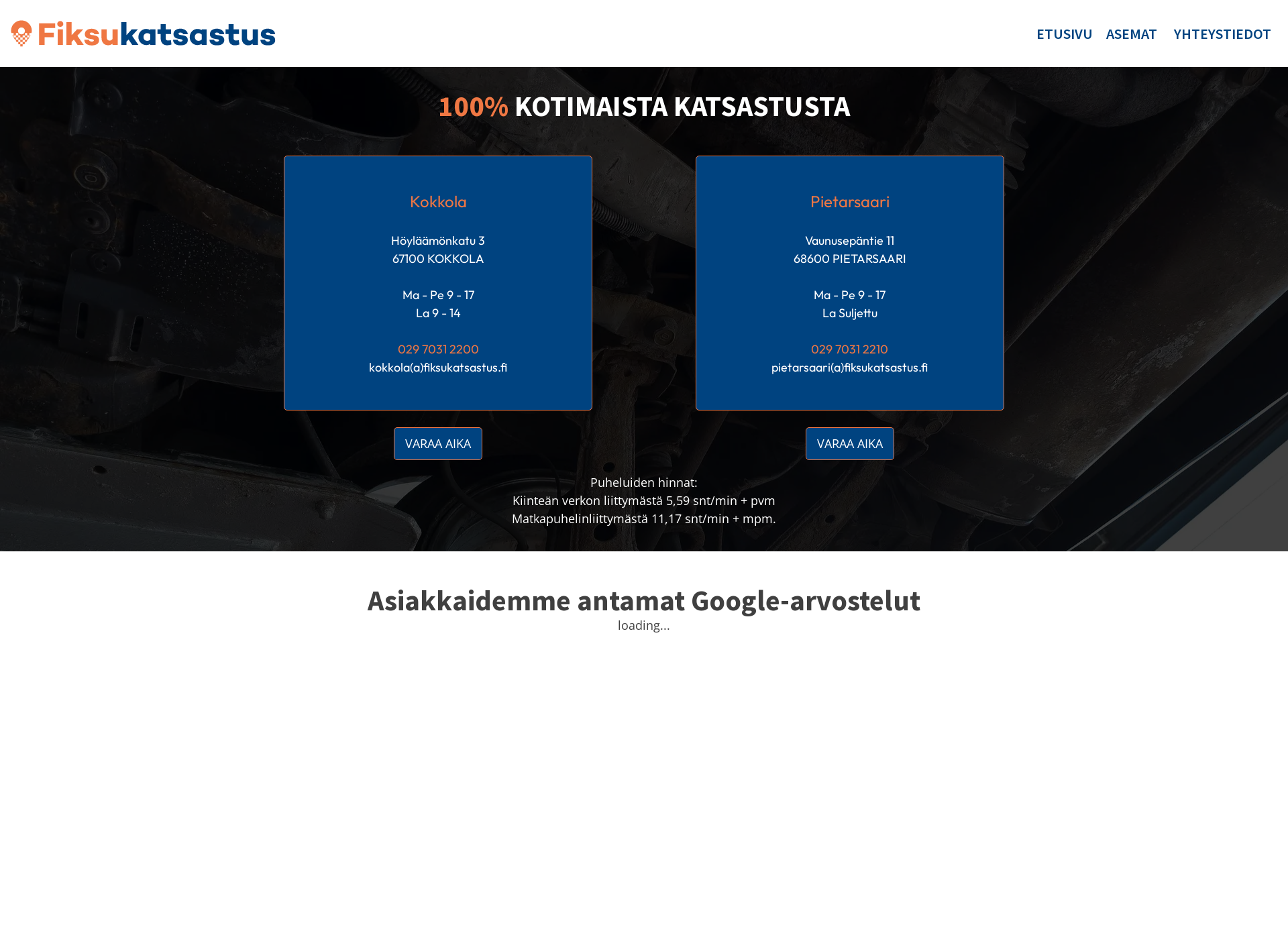 Skärmdump för kokkolankatsastus.fi