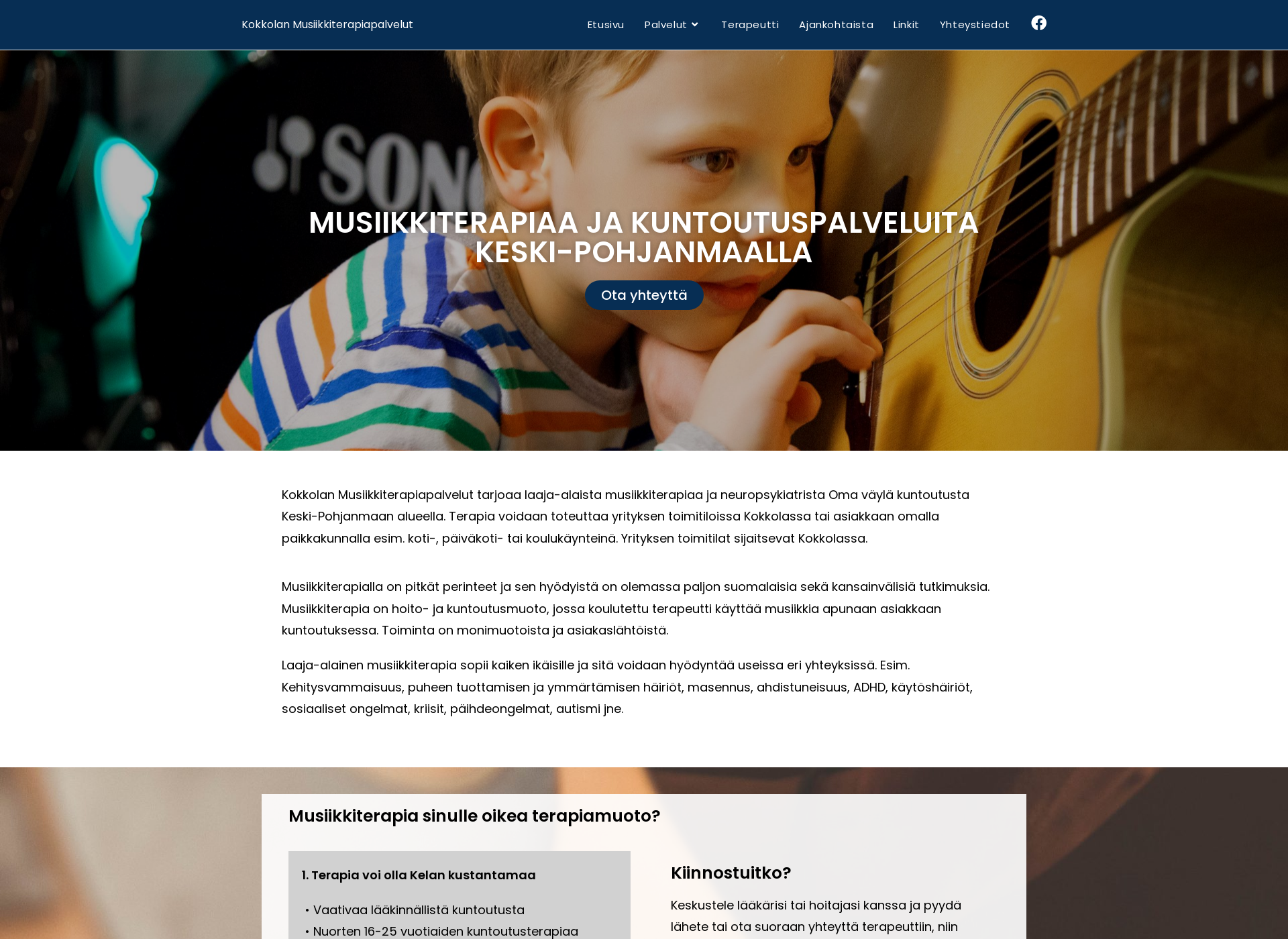 Screenshot for kokkolanmusiikkiterapia.fi
