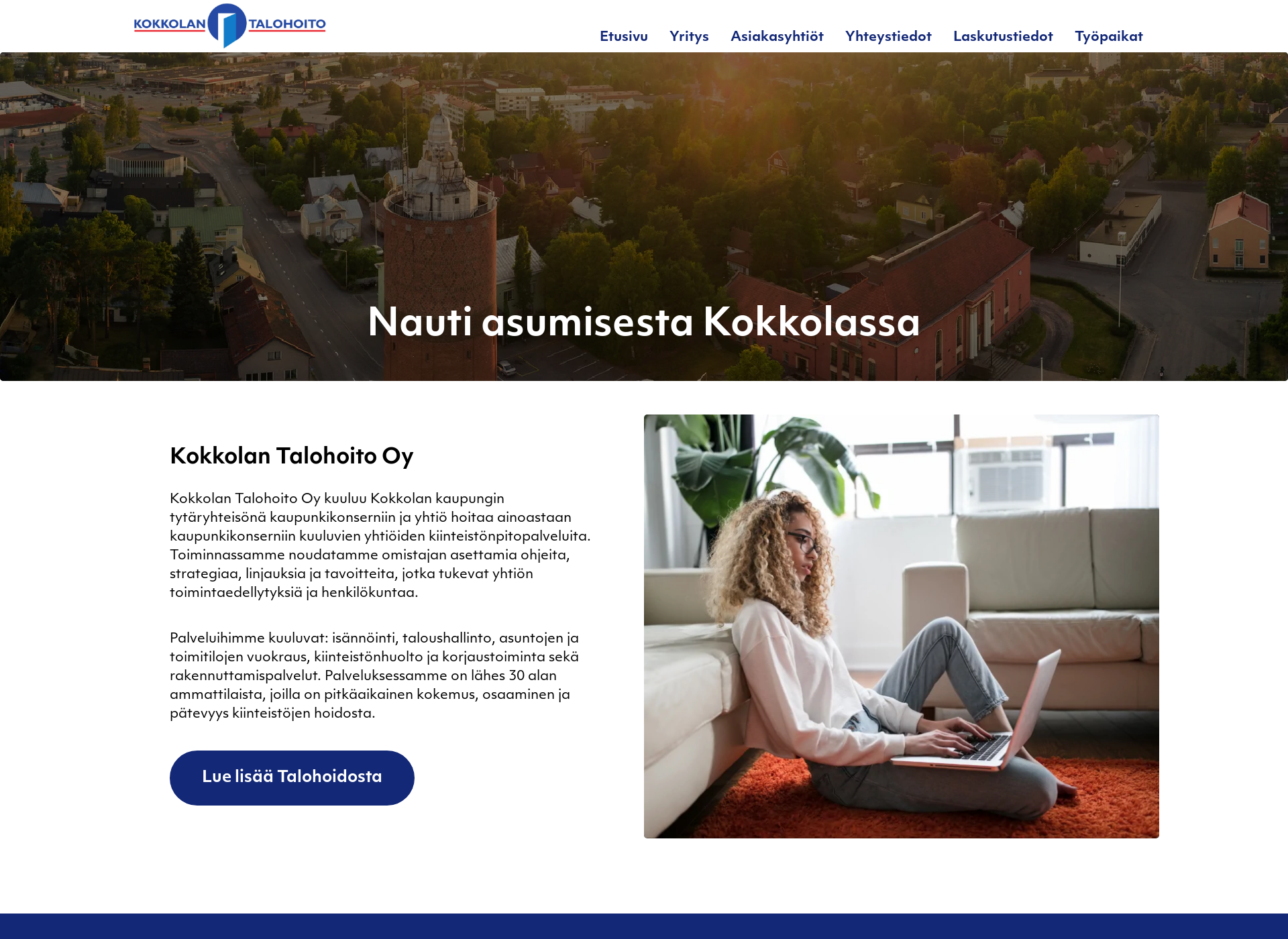 Skärmdump för kokkolanvuokraasunnot.fi
