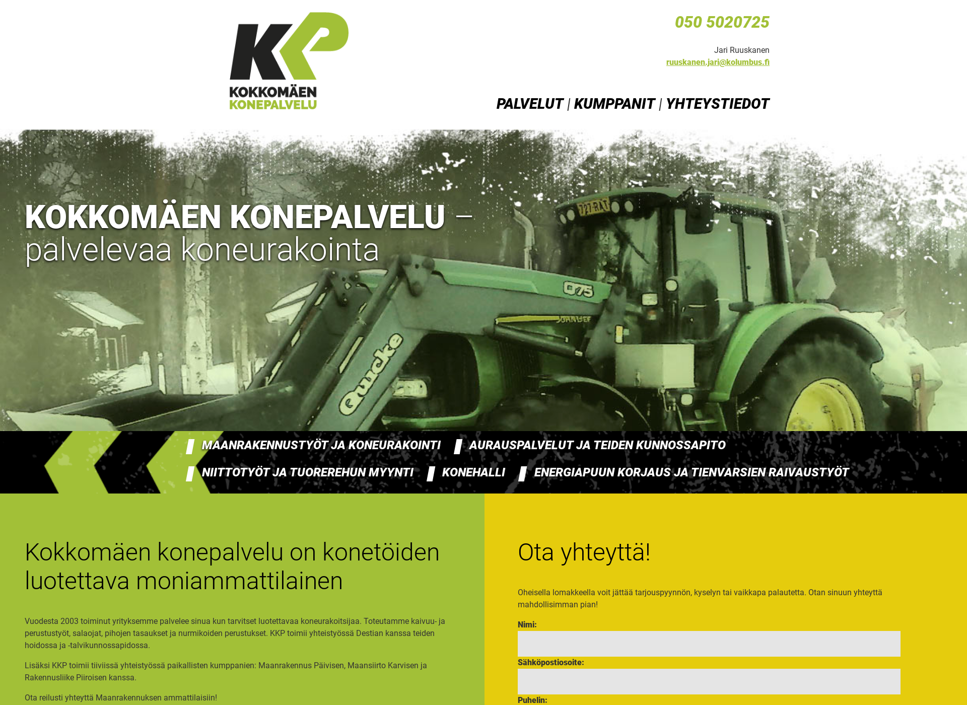 Skärmdump för kokkomaki.fi
