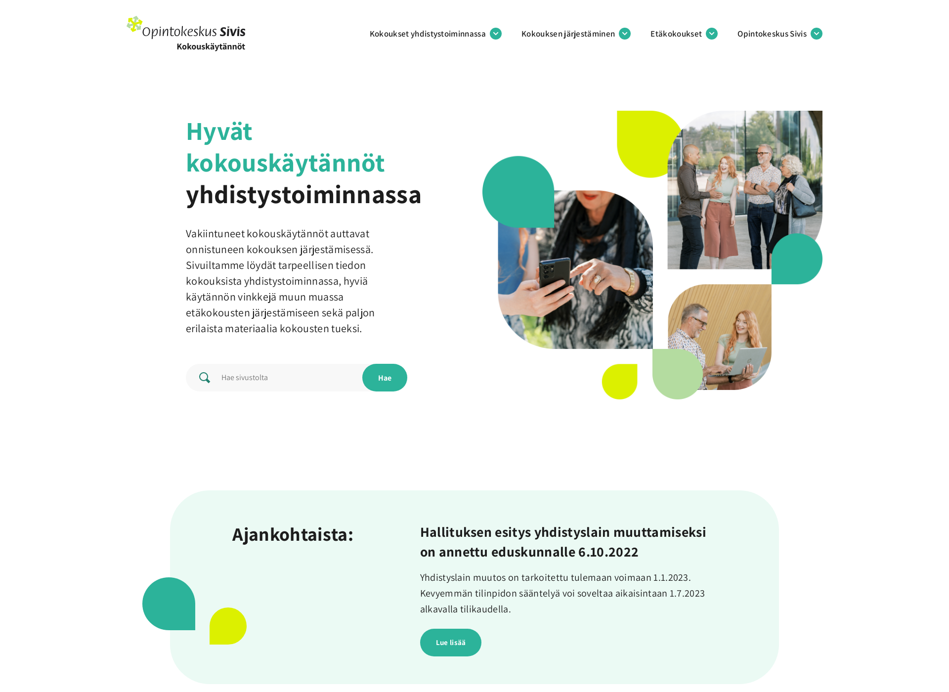 Skärmdump för kokouskaytannot.fi