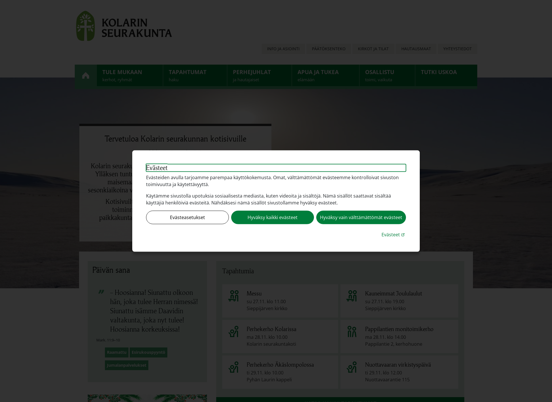 Screenshot for kolarinseurakunta.fi