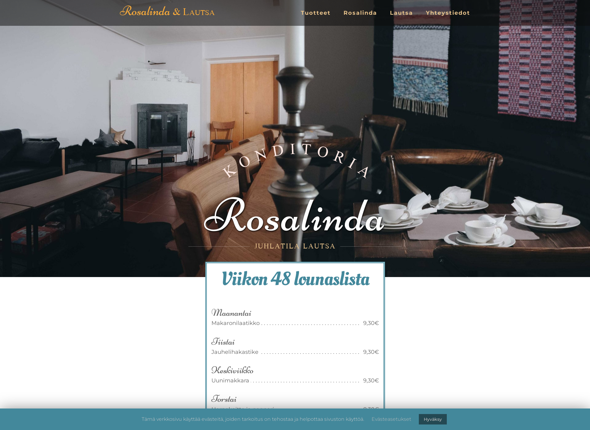 Skärmdump för konditoriarosalinda.fi