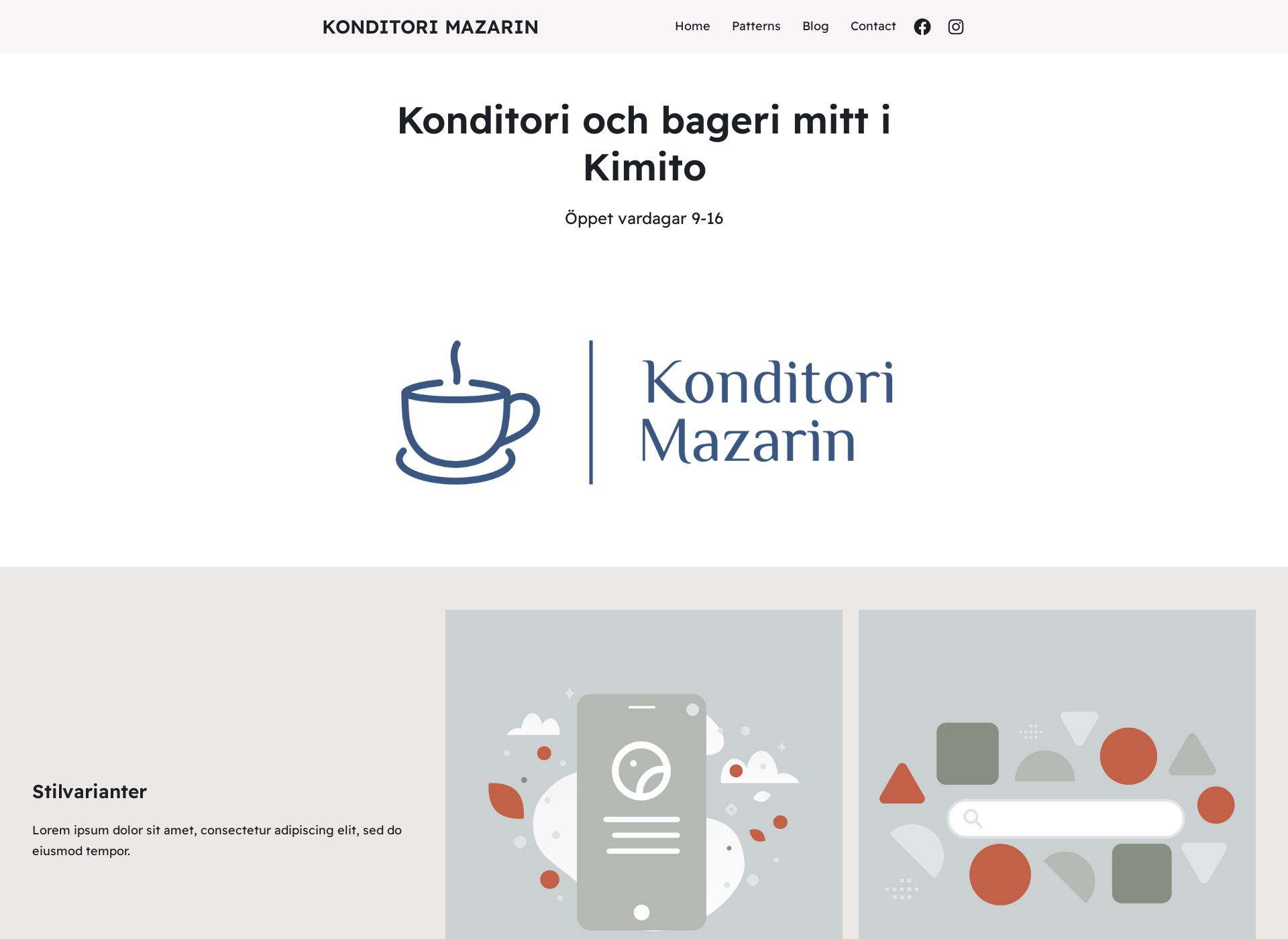 Skärmdump för konditorimazarin.fi