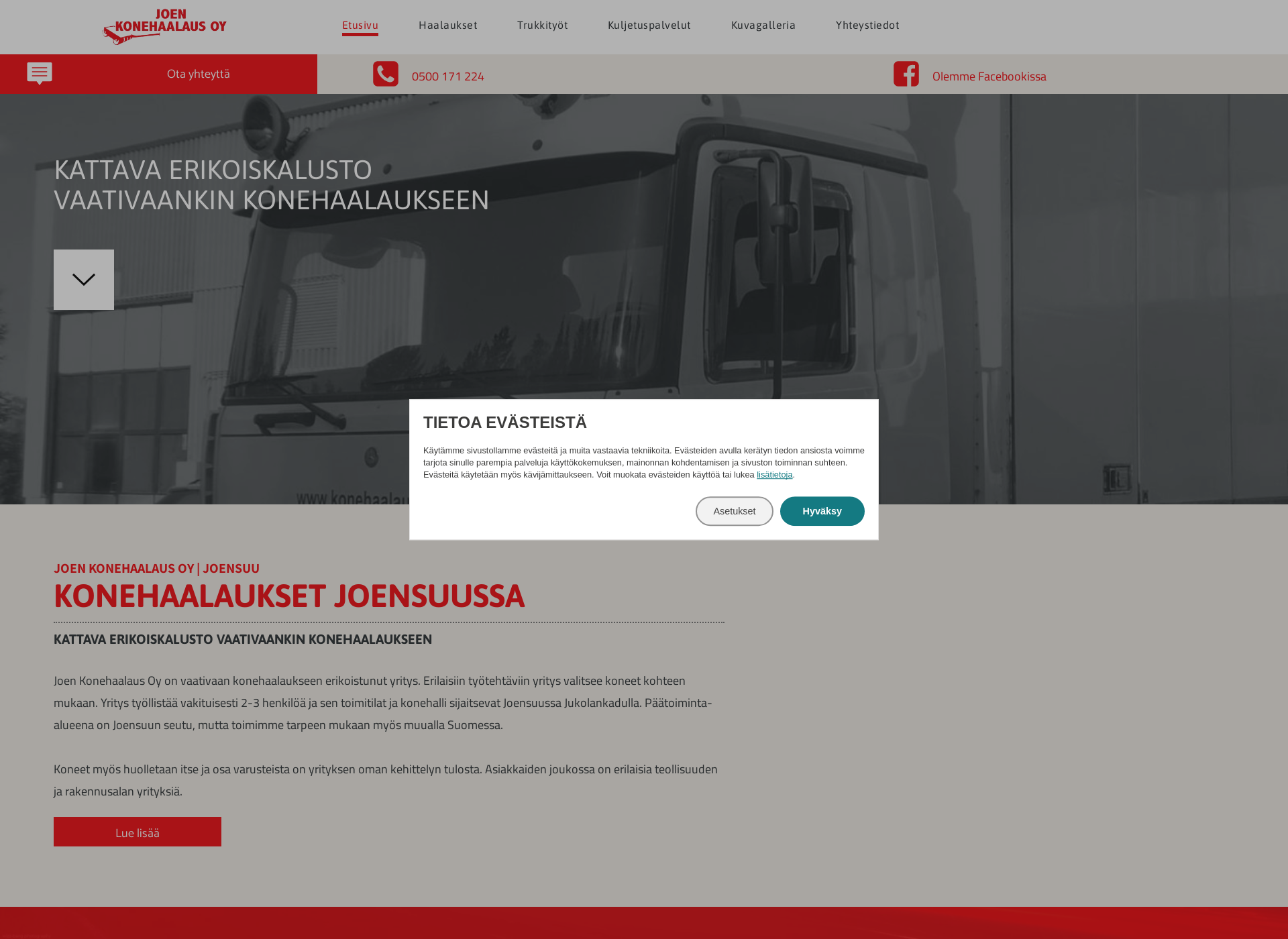 Skärmdump för konehaalaukset.fi