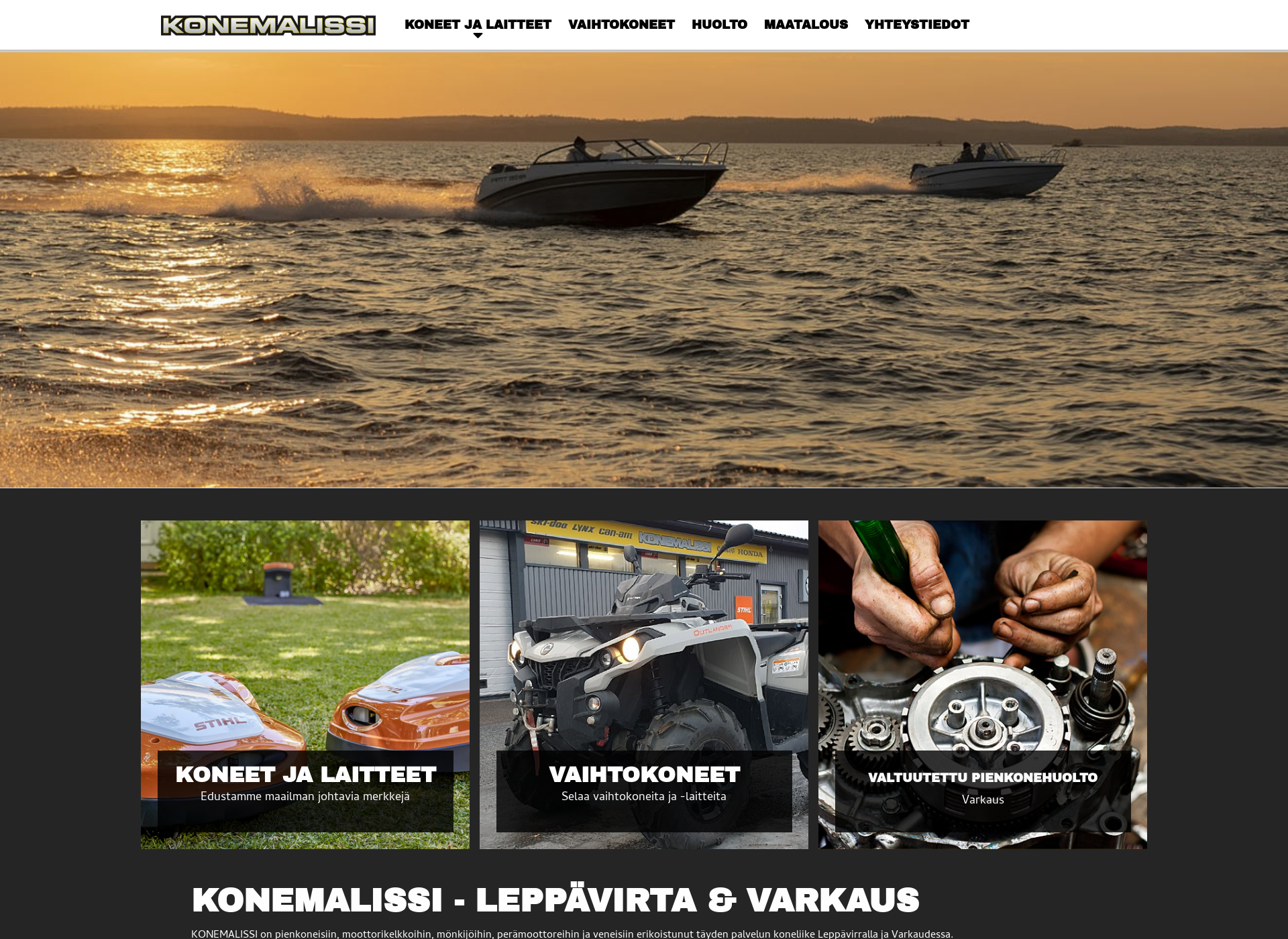 Skärmdump för konemalissi.fi