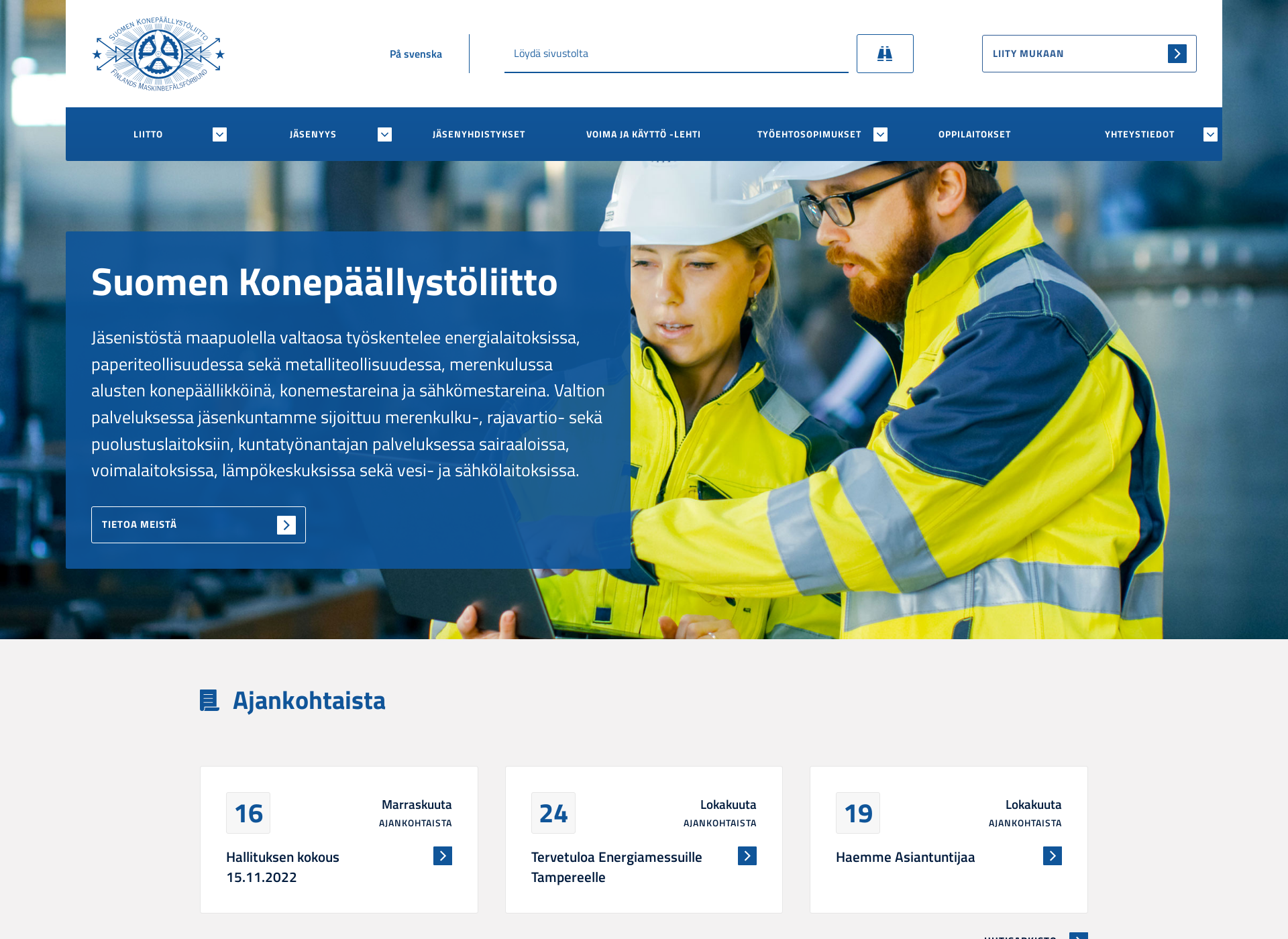Screenshot for konepaallystoliitto.fi