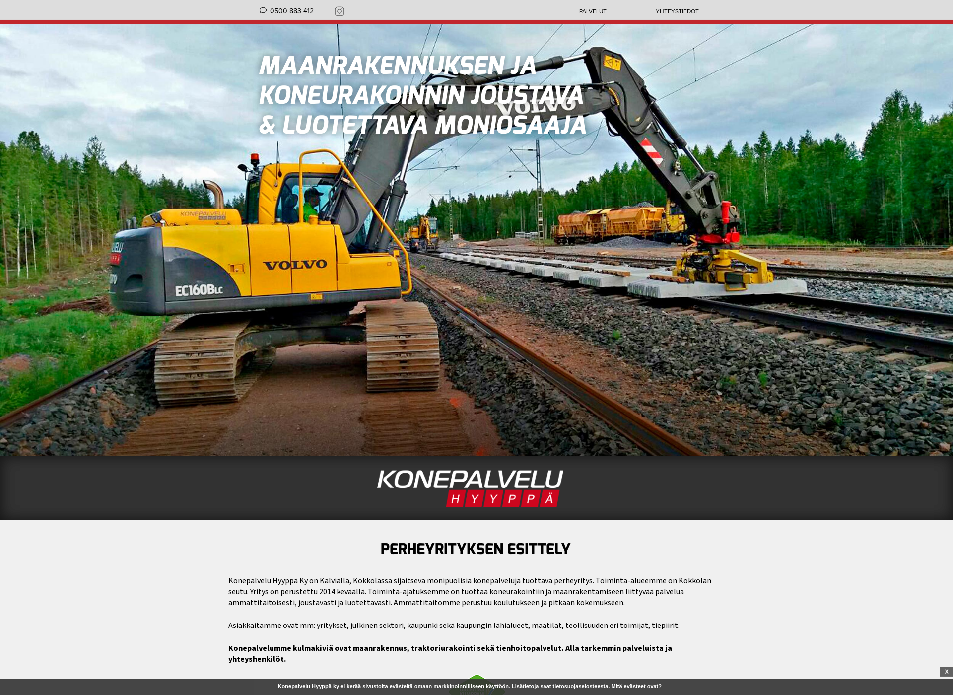 Skärmdump för konepalveluhyyppa.fi