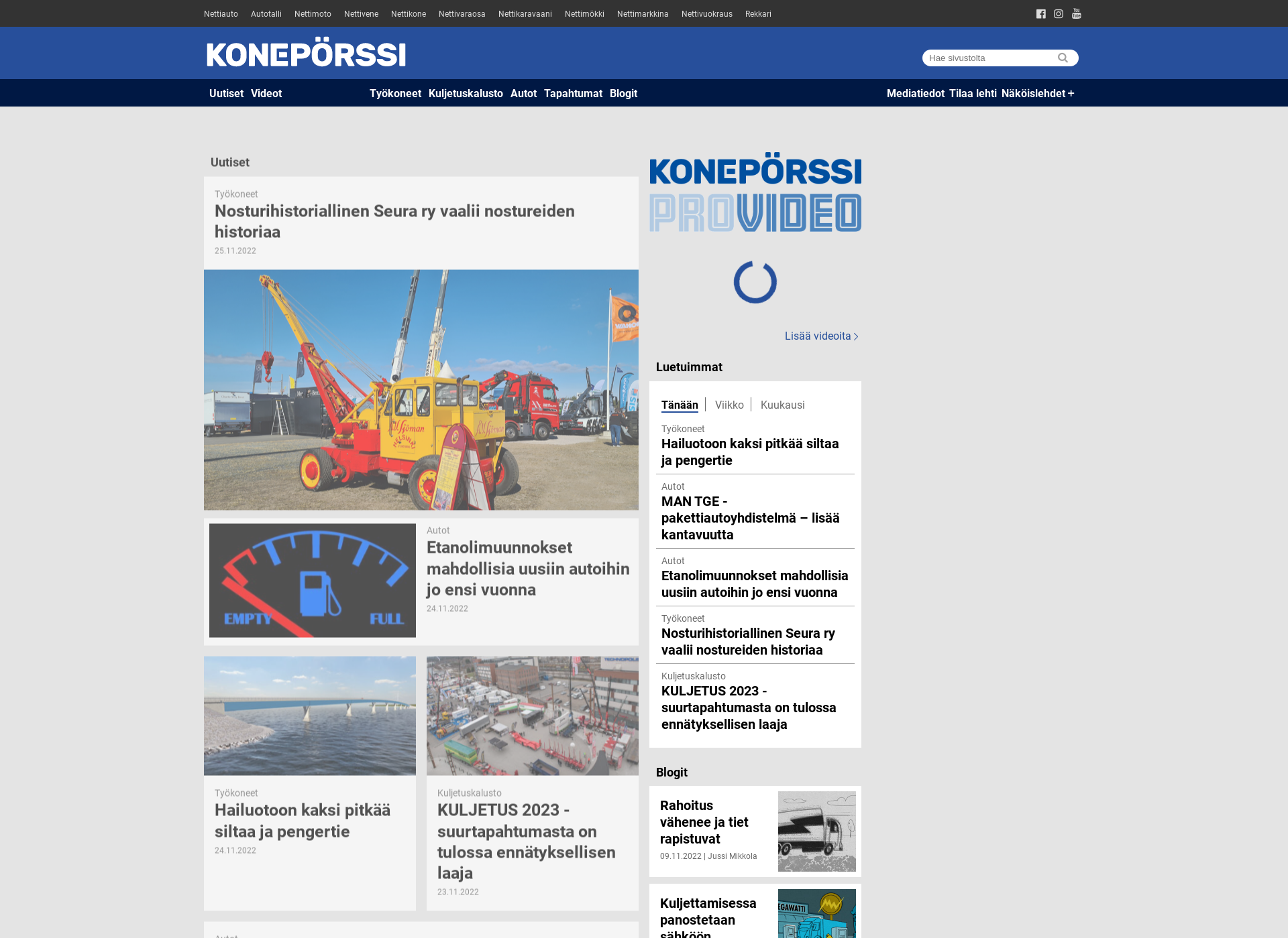 Skärmdump för koneporssi.fi