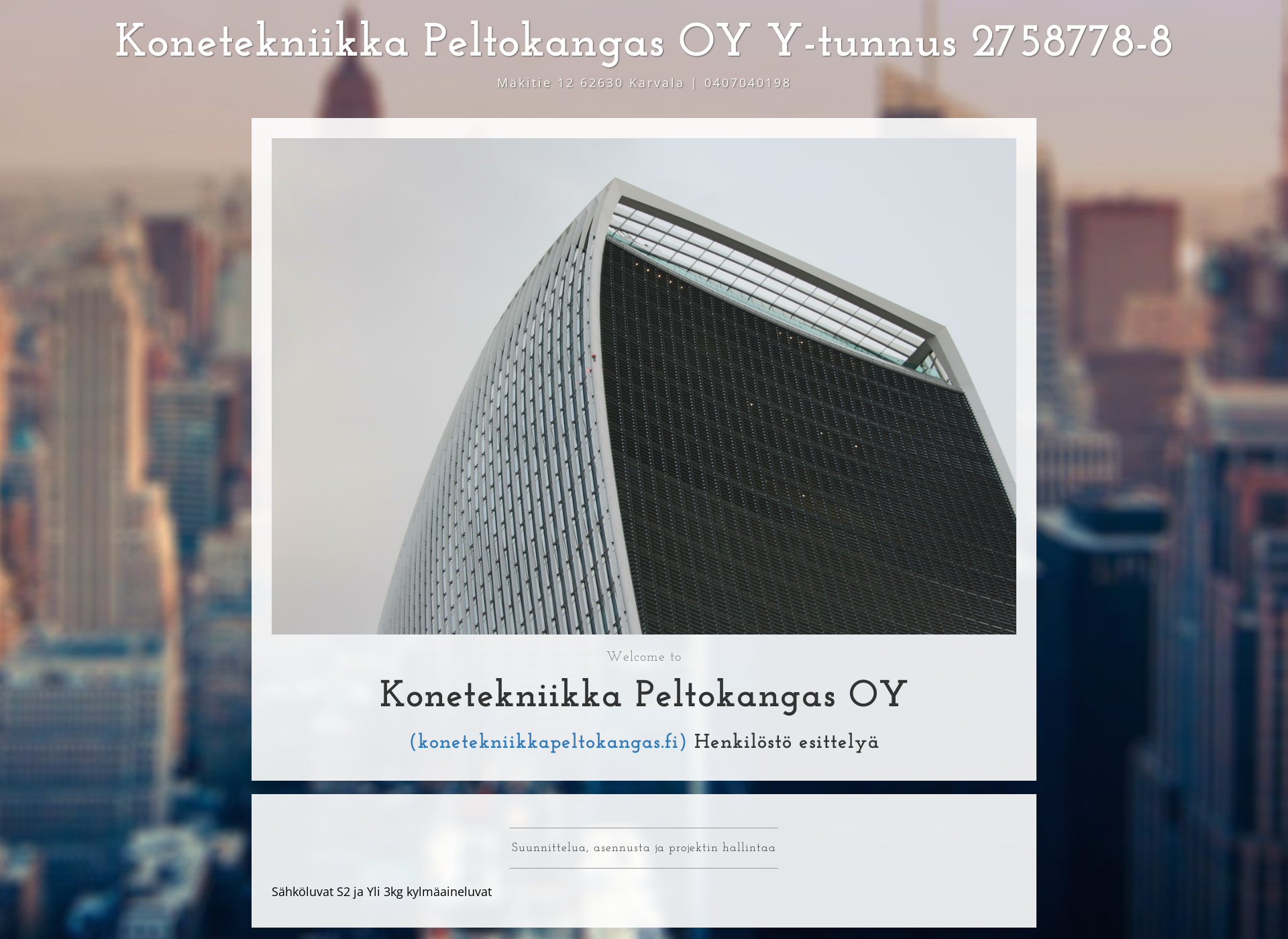 Skärmdump för konetekniikkapeltokangas.fi