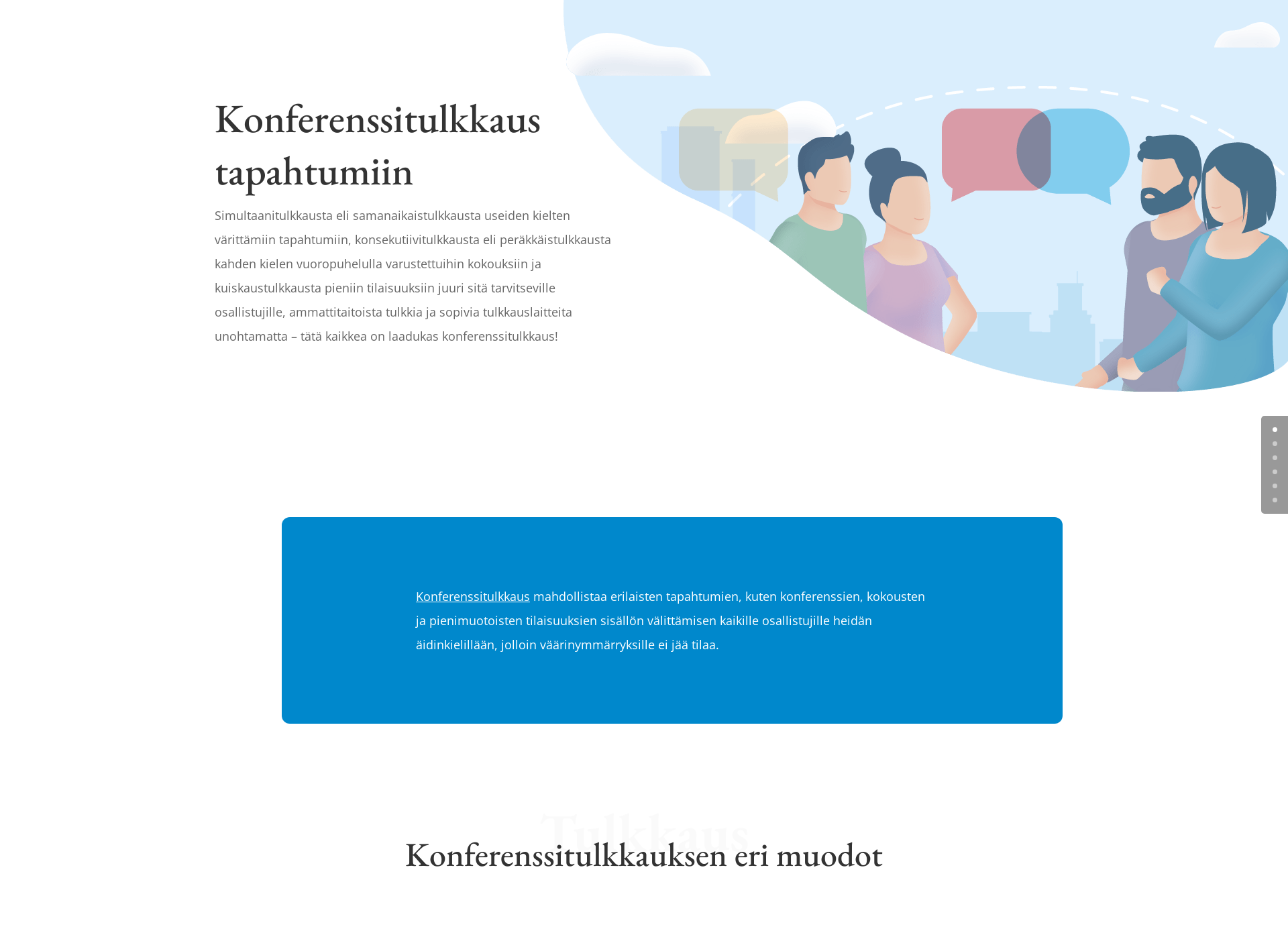 Skärmdump för konferenssitulkkaus.fi