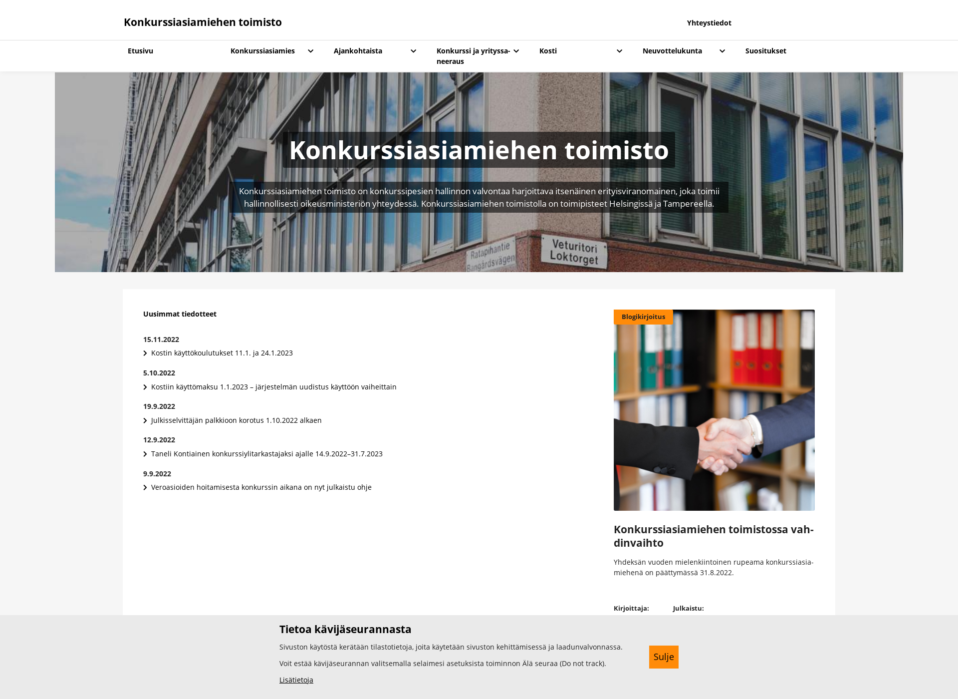 Skärmdump för konkurssiasiamies.fi